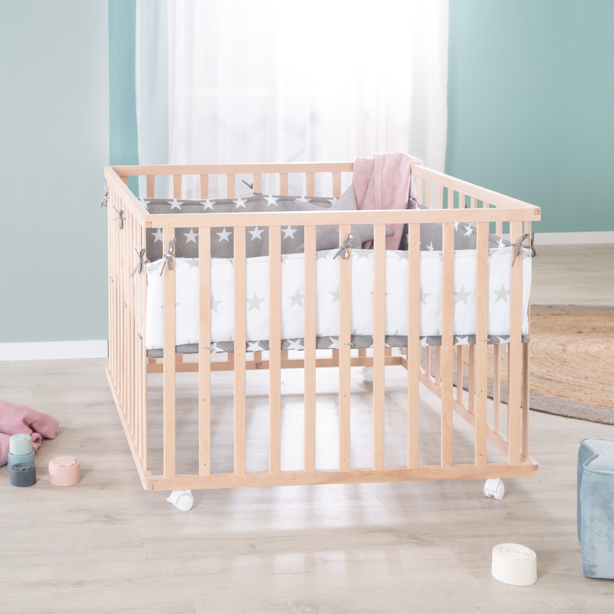 Roba 0246NAV190 Laufgitter 100x100 Little Stars Bio Buche natur - Produktbild 6