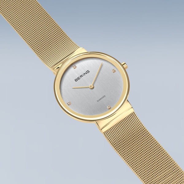 Bering 10135-334 Damenuhr, Milanaise, Gold/Weiß