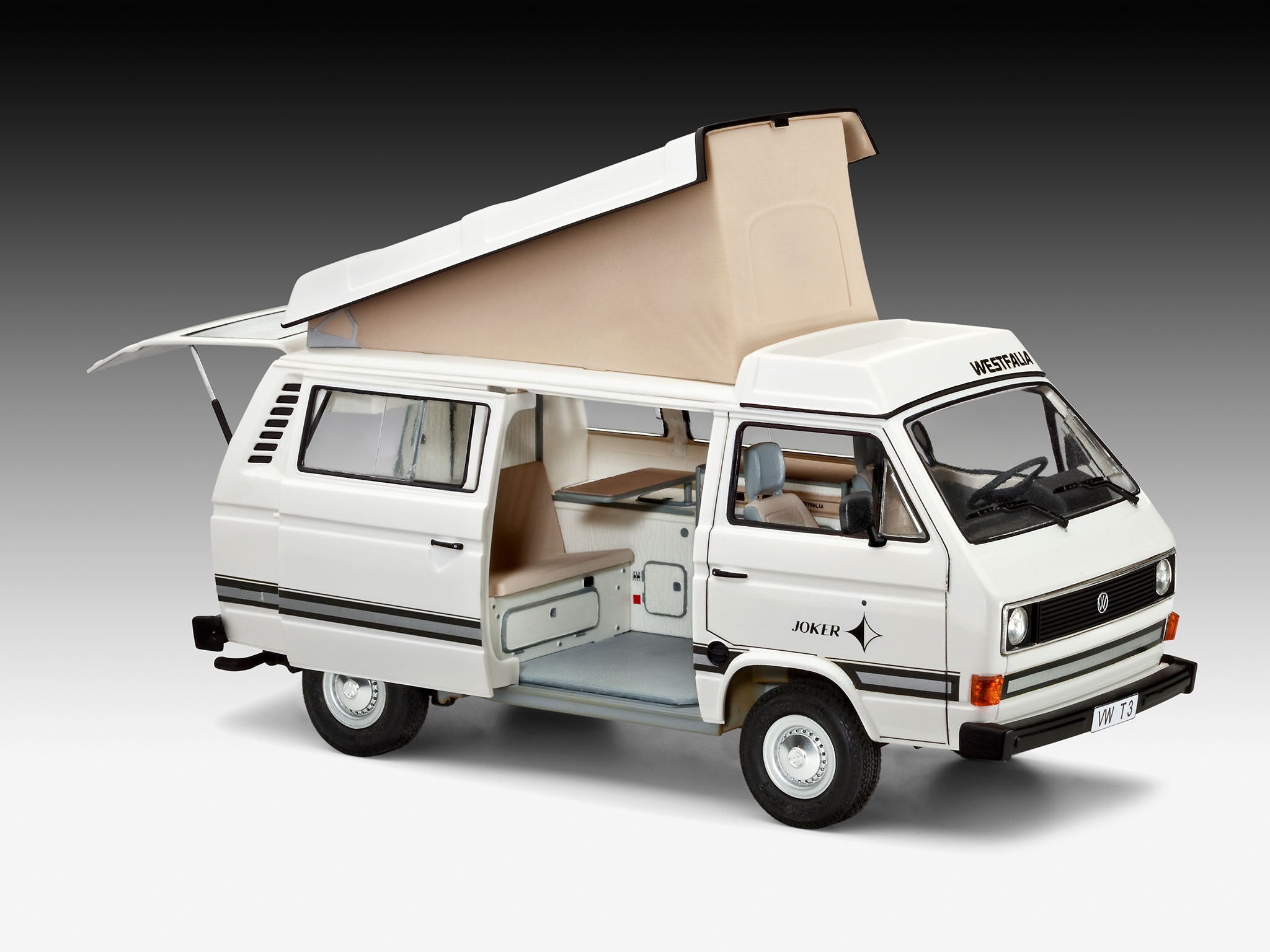 Revell 07344 Volkswagen T3 "Camper" Modellbausatz Wohnwagen, Transport, Transporter, Fahrzeug, Umzugswagen