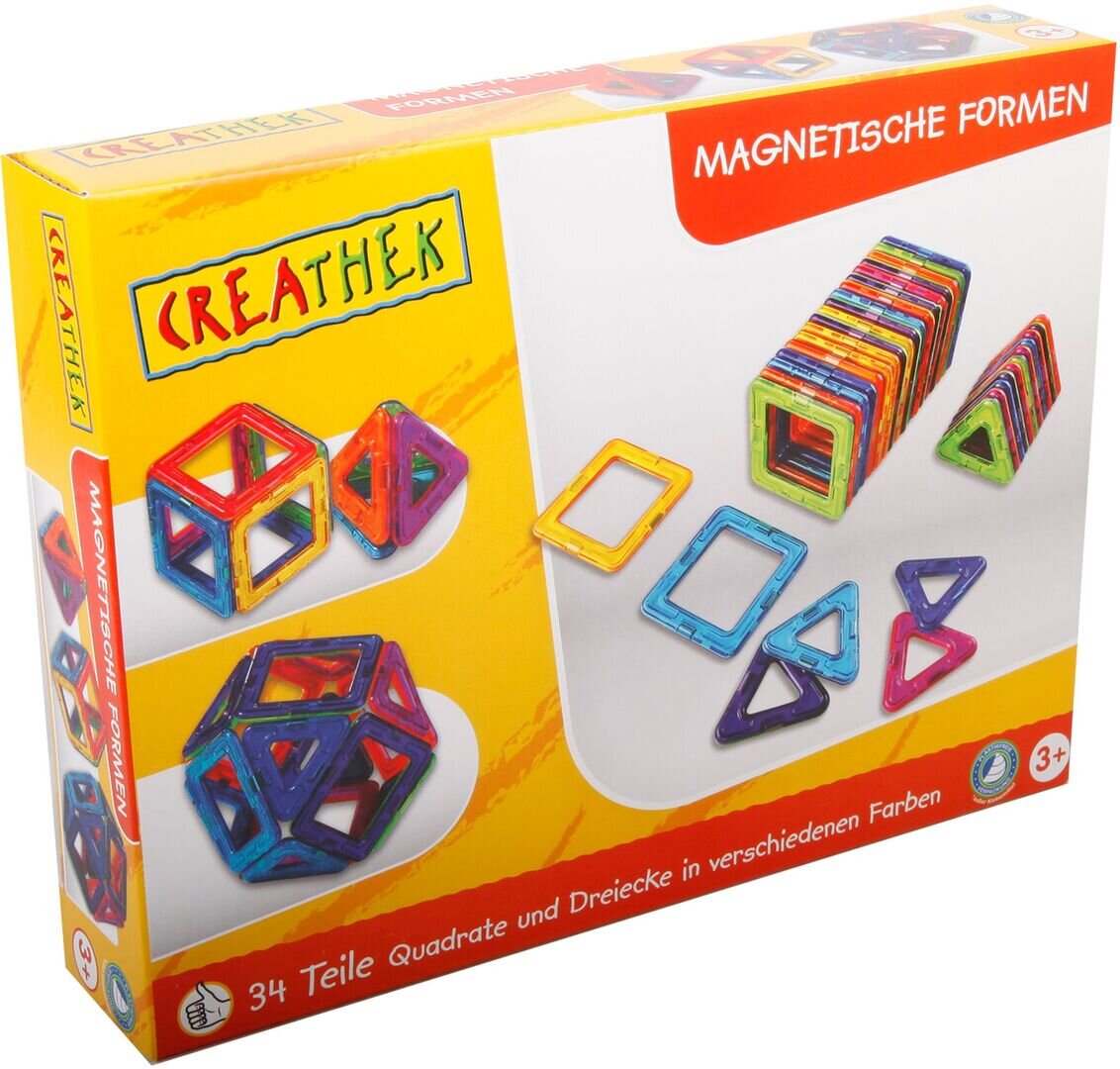 Creathek Magnetische Formen, 34 Stück Spielzeug, Kiste, Spielzeug, Kiste, Spielzeug, Kiste