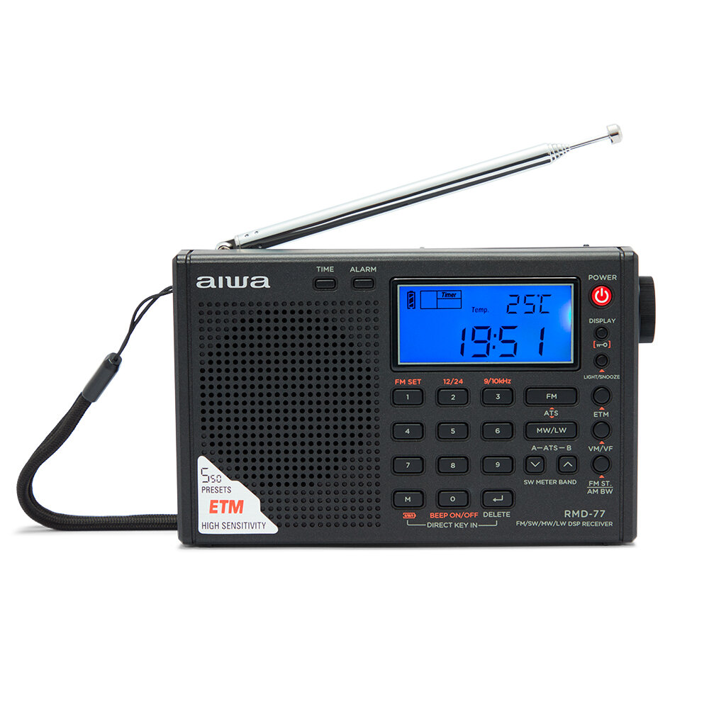Aiwa_RMD-77:_Multiband-Radio,_FM_PLL_DSP_Stereo/SW/MW/LW,_mit_Kopfhörer_und_Tragetasche_M, Elektronik, Radio