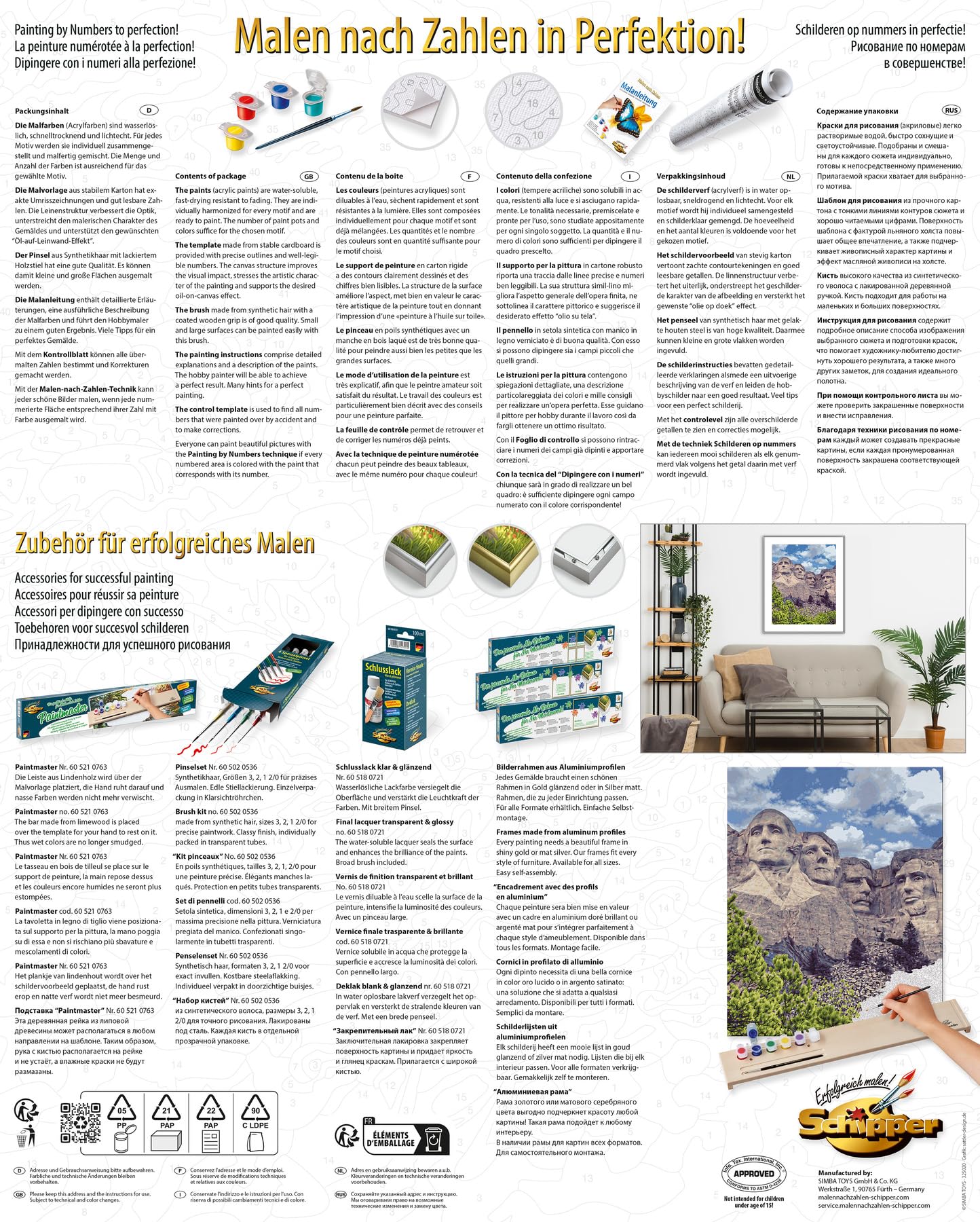 Schipper Mnz - Mount Rushmore - Ikonisches Malset Mit Us-Präsidenten 609130895 Werbung, Plakat, Seite, Text