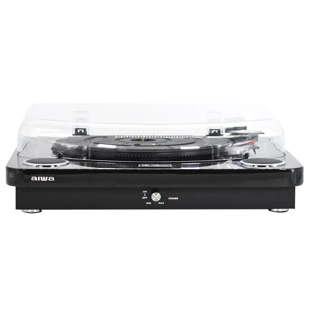 AIWA GBTUR-120BKMKII: Plattenspieler, Schwarz, Bluetooth, 3 Geschwindigkeiten, FM-Radio, USB und SD