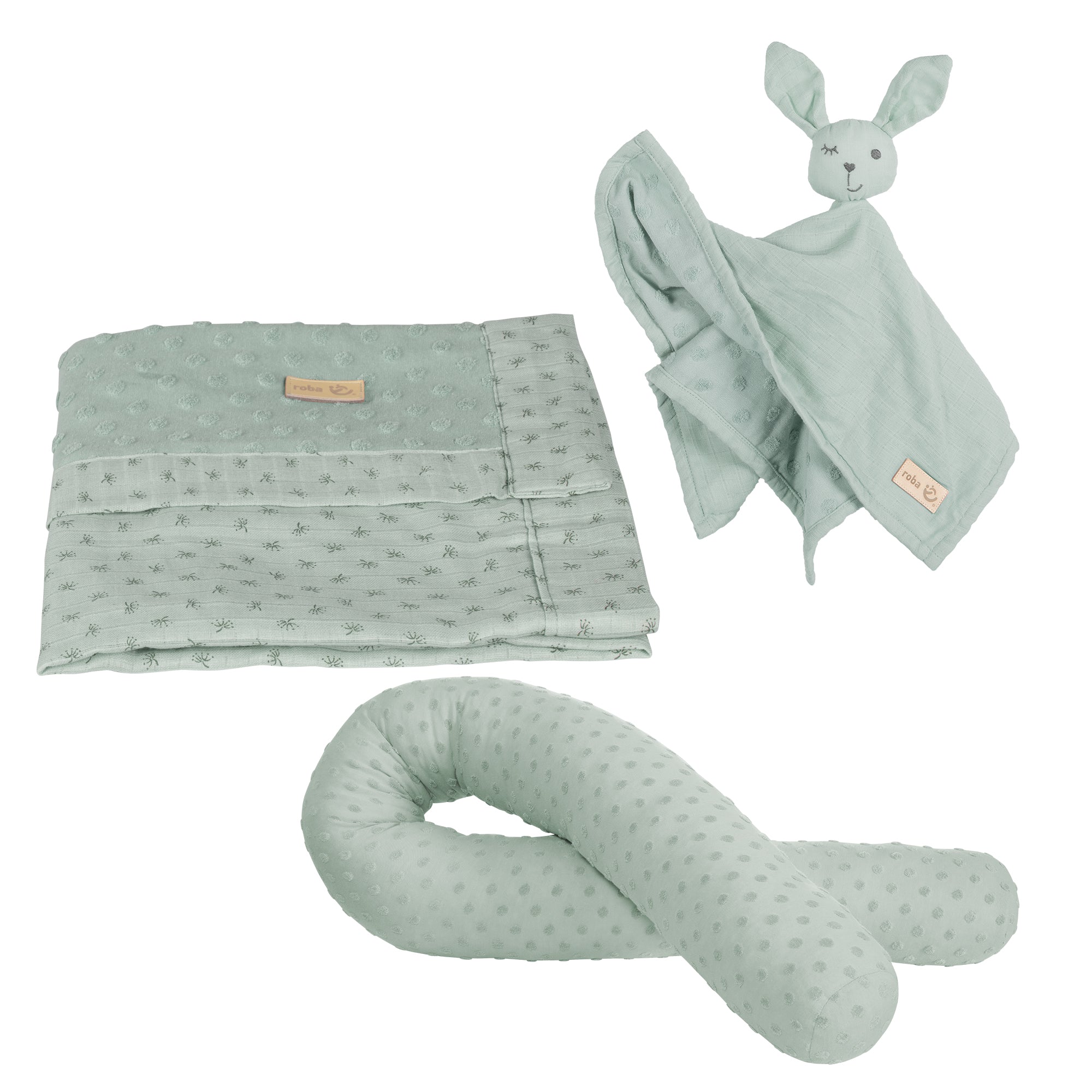 Roba 240S03T3 Geschenkset Baby Kuscheln & Spielen grün frosty green – Heim Textilien - Bild 2 Roba 240S03T3 Geschenkset Baby Kuscheln & Spielen grün frosty green – Heim Textilien - Produktbild 2
