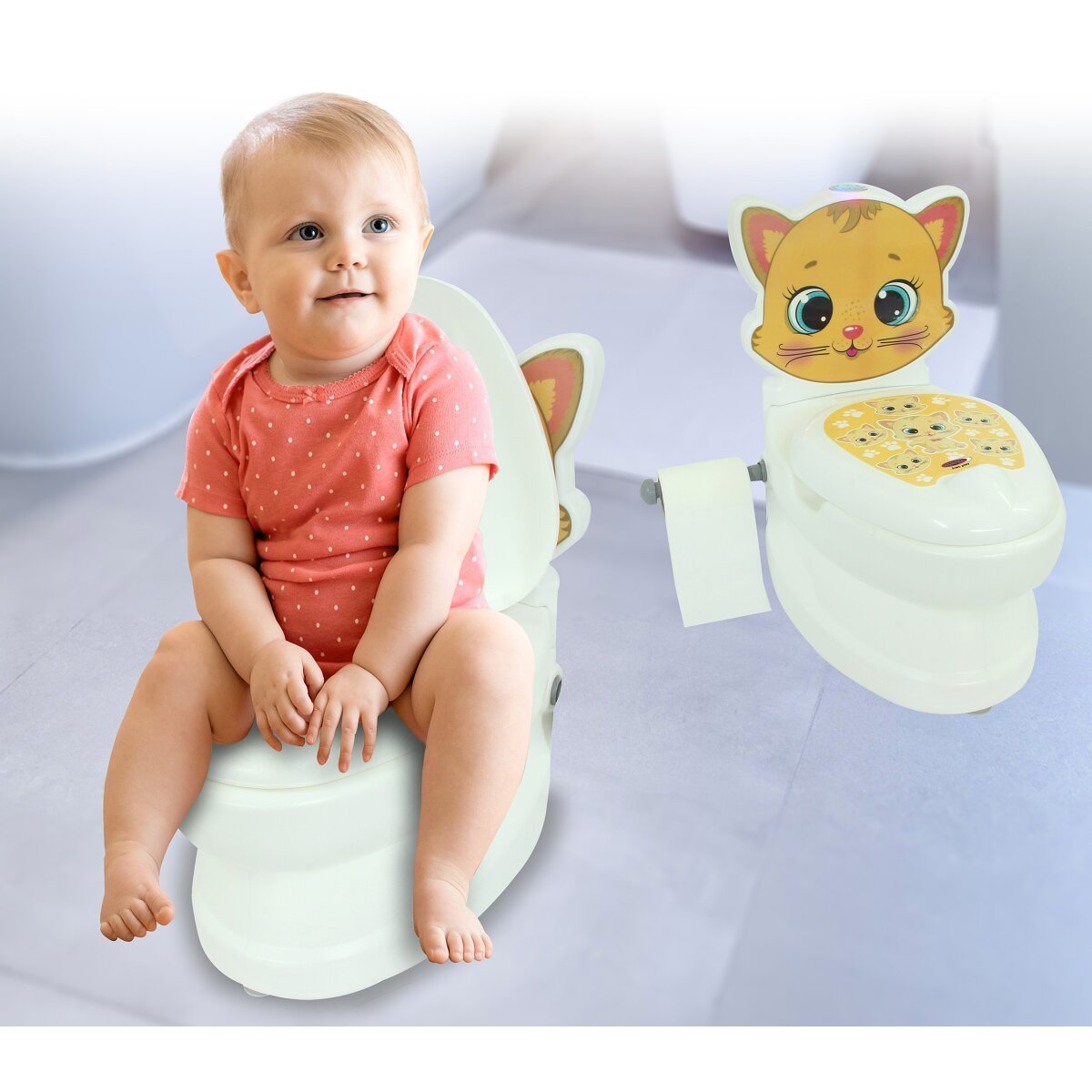 JAMARA Meine kleine Toilette Katze mit Spülsound und Toilettenpapierhalter ab 18 Monaten JAMARA Meine kleine Toilette Katze mit Spülsound und Toilettenpapierhalter ab 18 Monaten