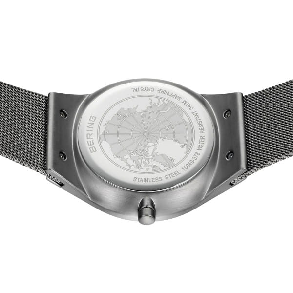 Bering 15940-378 Herrenuhr, Milanaise, Grau/Blau
