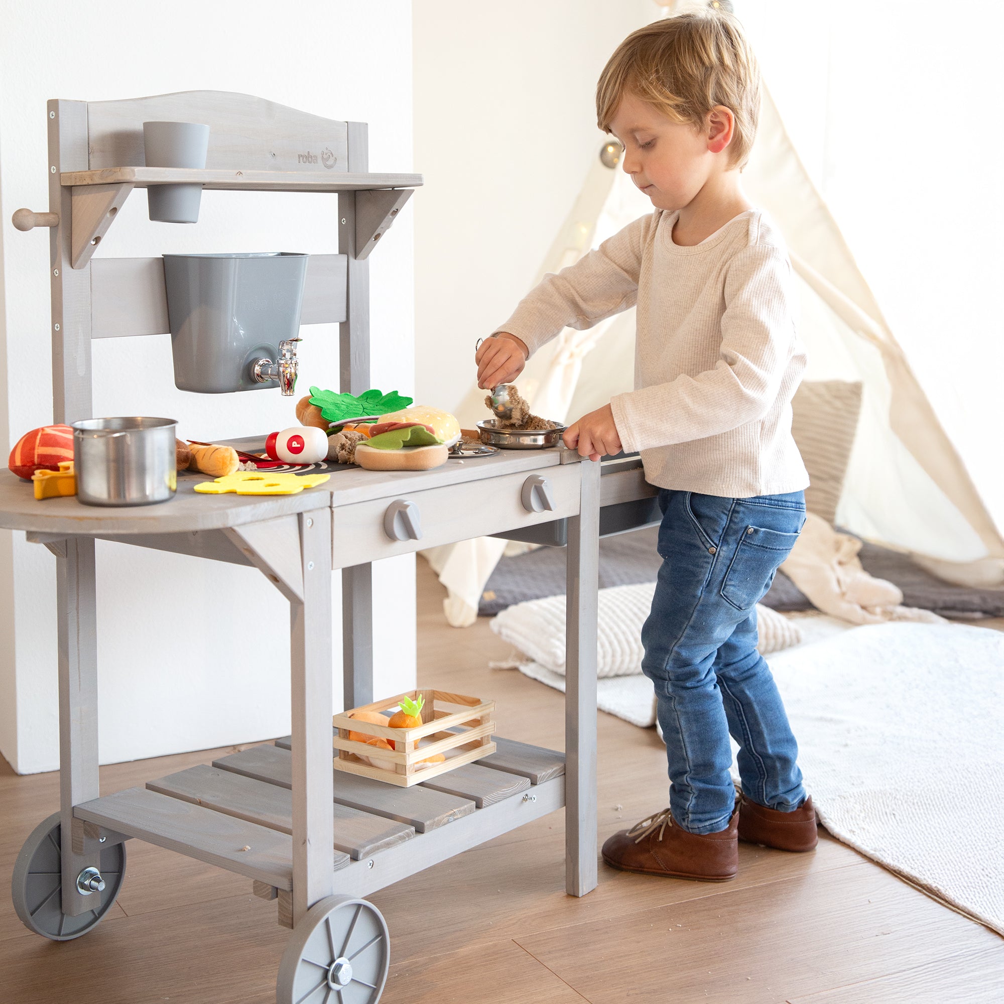 Roba 457005GA Mobile Spiel- Matschküche BBQ grau – Outdoor FSC - Bild 2 Roba 457005GA Mobile Spiel- Matschküche BBQ grau – Outdoor FSC - Produktbild 2