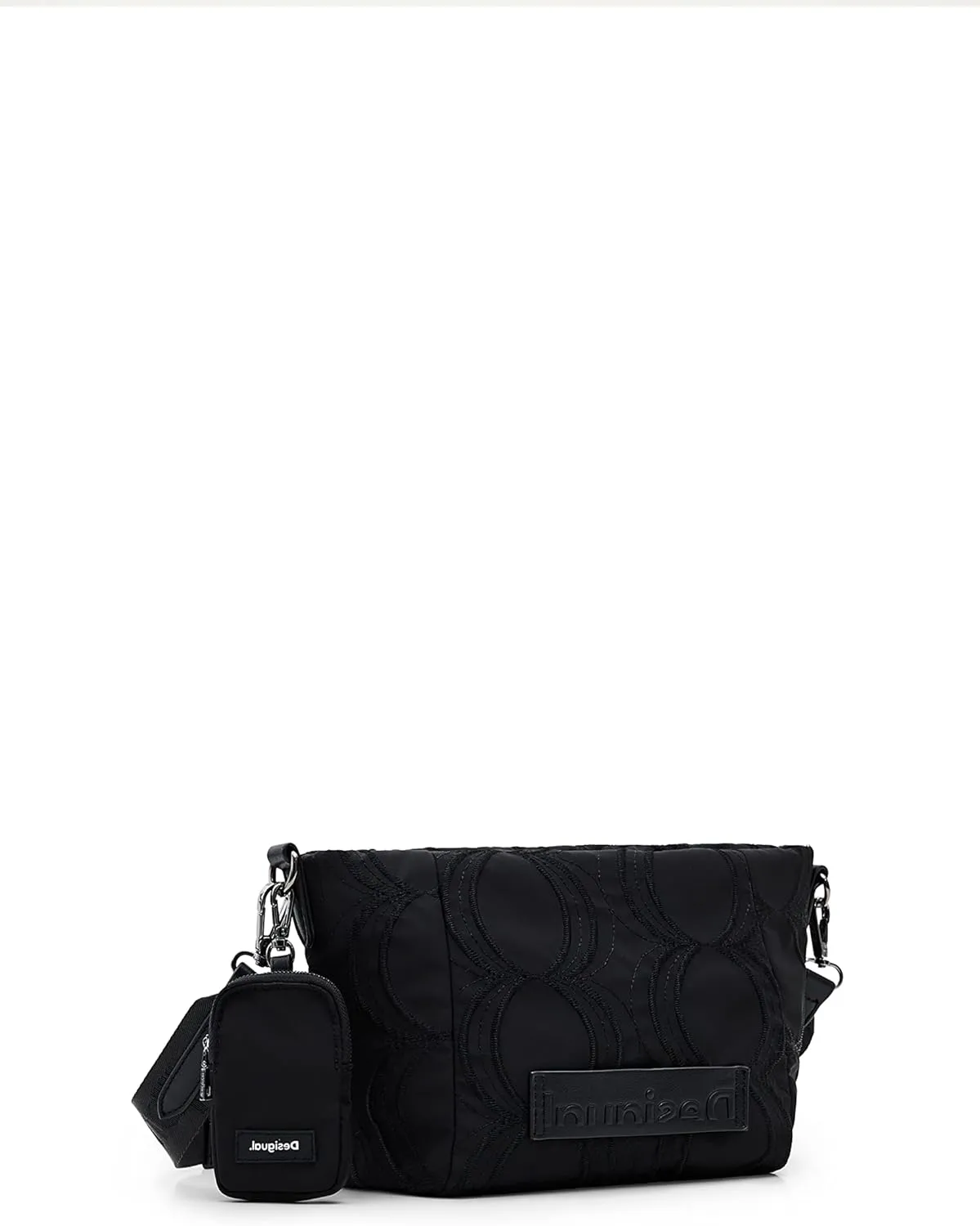 Desigual Damen Umhängetasche - Schwarz Stofftasche mit Logo-Relief 22WAXA75 Desigual Damen Umhängetasche - Schwarz Stofftasche mit Logo-Relief 22WAXA75