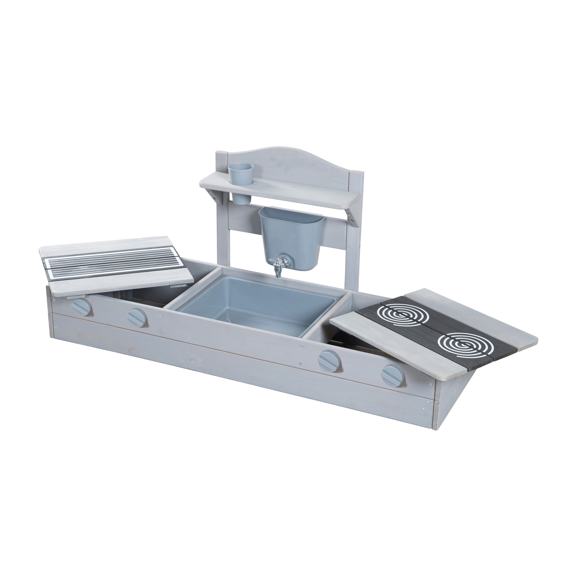 Roba 457014GA 2in1 Balkonsandkasten mit Matschküche grau – Outdoor FSC - Produktbild 4