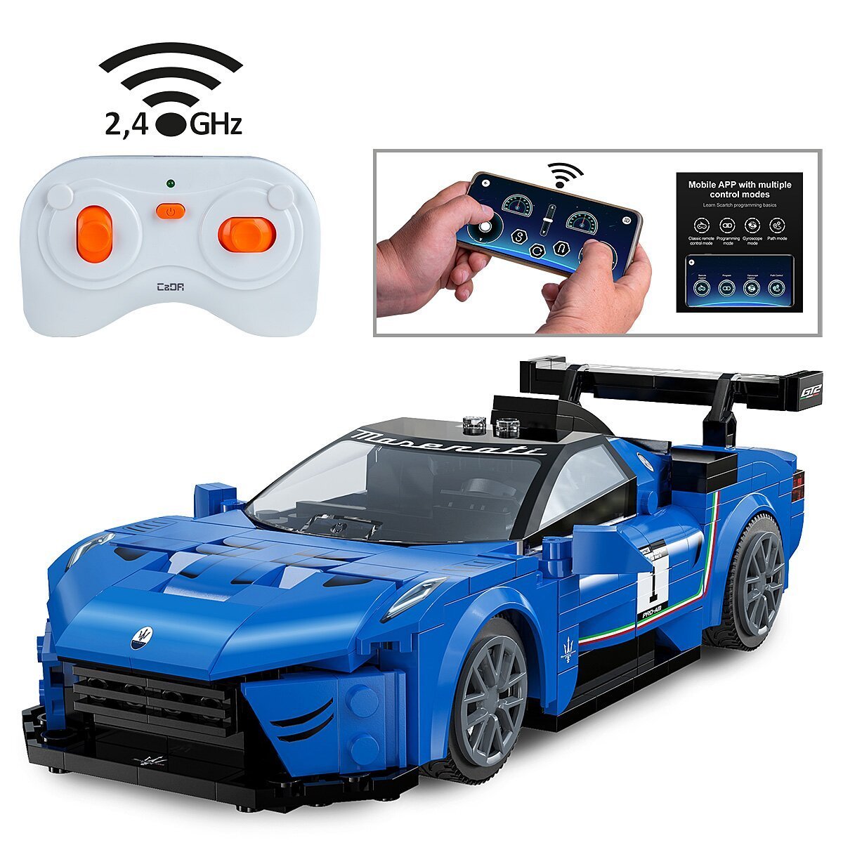 JAMARA CaDA Maserati GT2 1:20 blau 2,4GHz Bricks ab 6 Jahren
