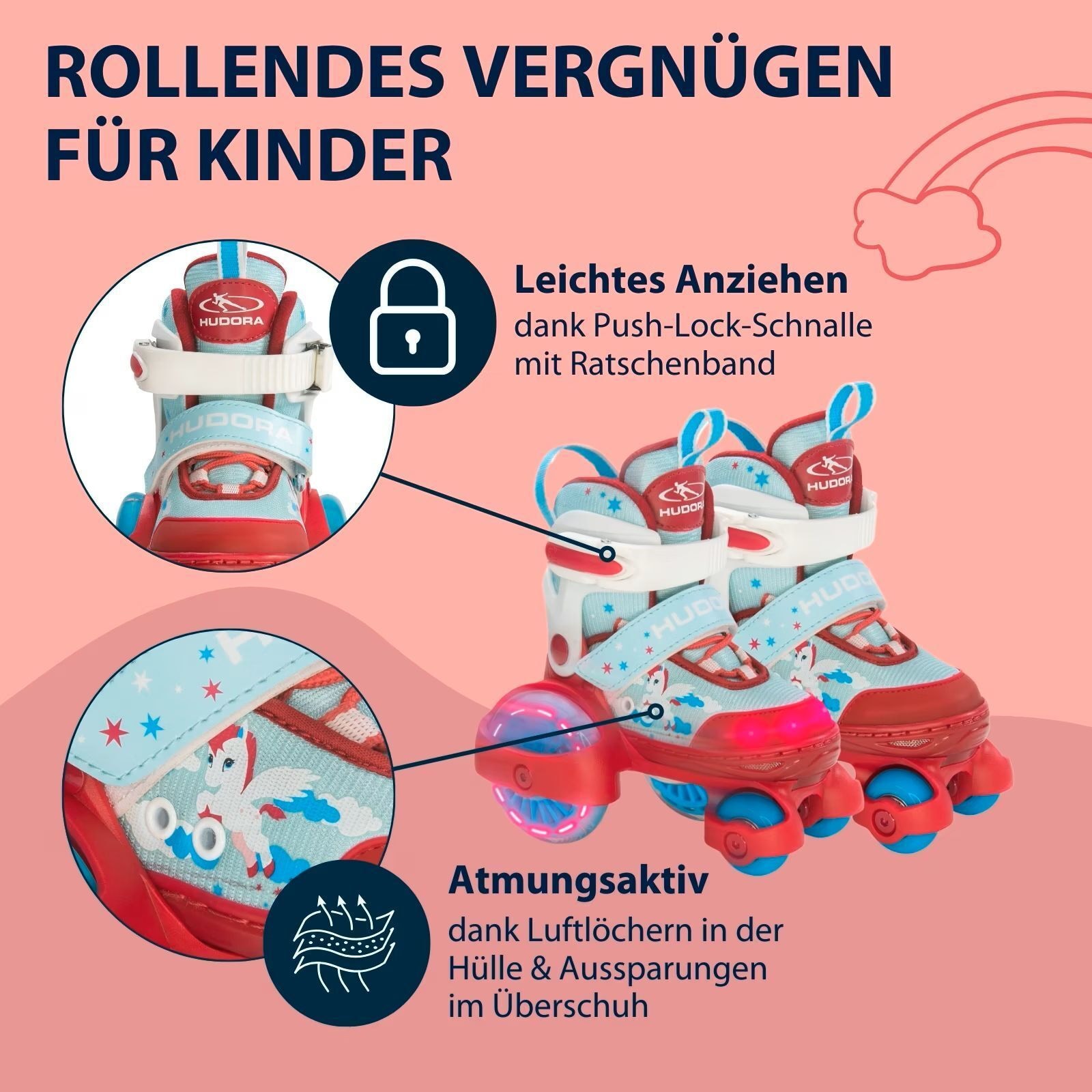 Produktfoto - Hudora - HUDORA Rollschuh My First Quad LED, Girl, Gr. 26-29 - Modell HUDORA 22051