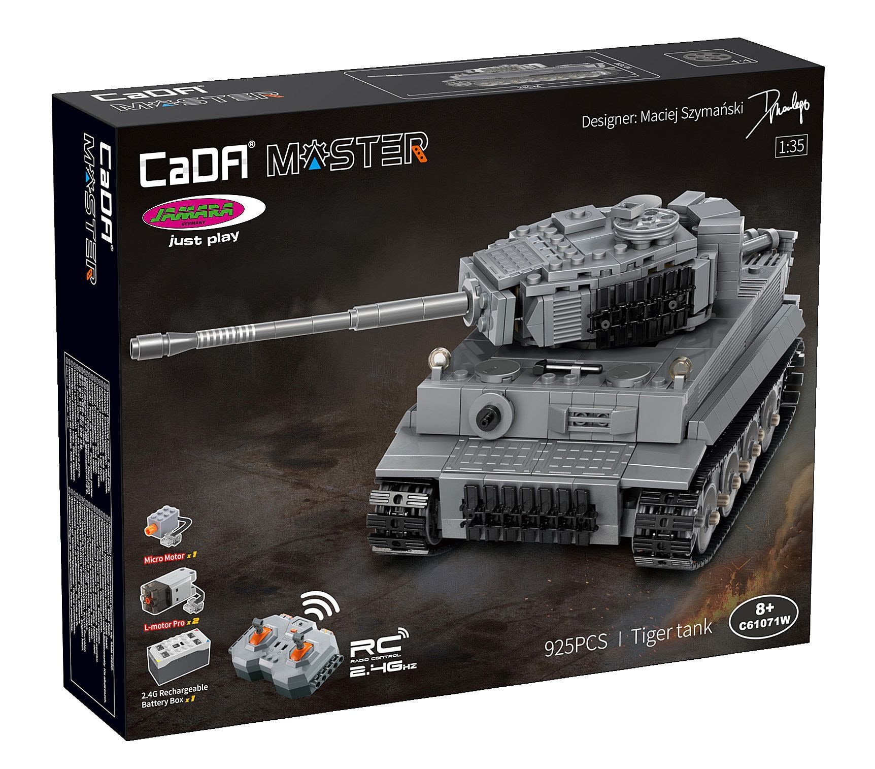 CaDA Panzer Tiger 1:35 grau 2,4GHz Bricks - Jamara e.K. - JAMARA 402894 Produktfoto - Jamara e.K. - CaDA Panzer Tiger 1:35 grau 2,4GHz Bricks - Modell JAMARA 402894