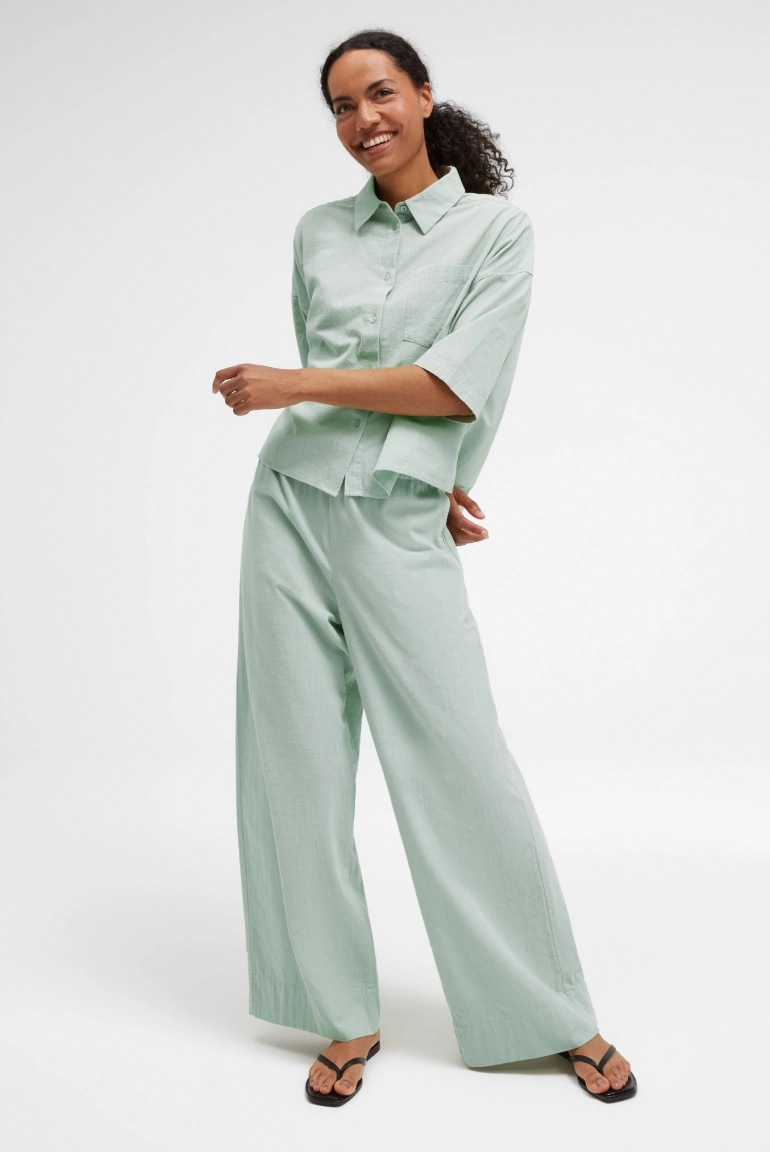 SENSES Wide Leg Hose PO:EM mit Elastikbund pastel lime
