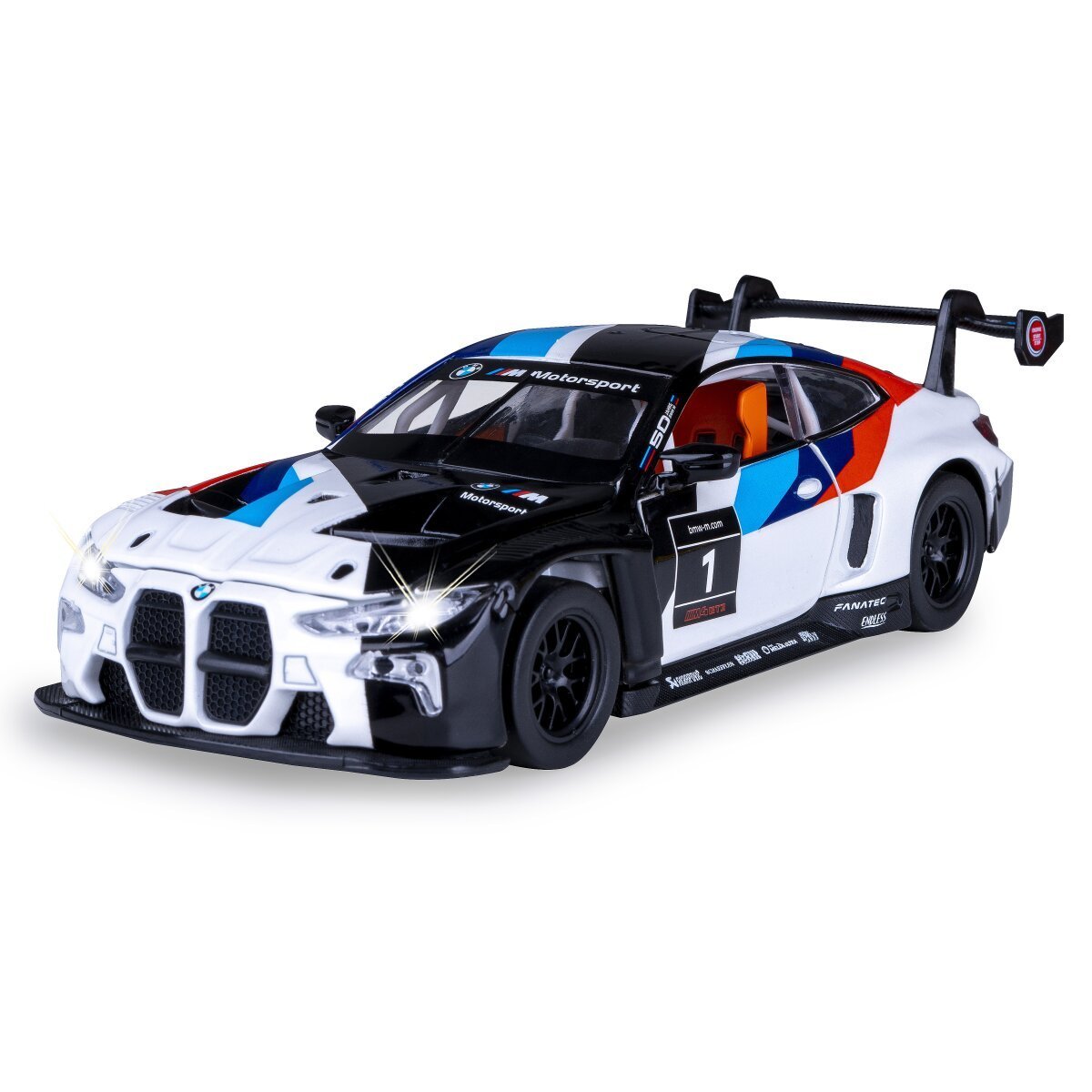JAMARA BMW M4 GT3 Diecast 1:32 weiß inkl. Knopfzellen ab 3 Jahren