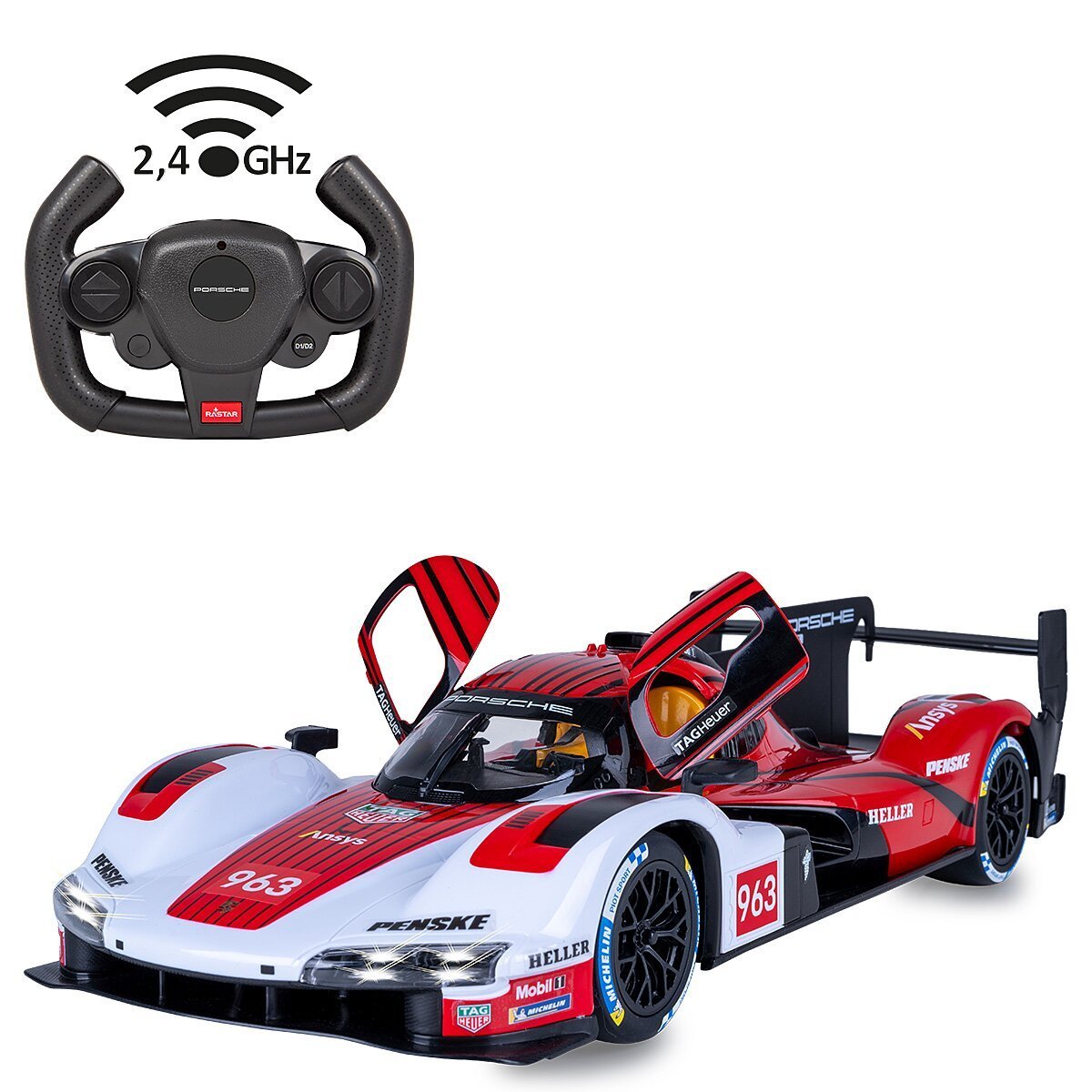 JAMARA Porsche 963 LMDH 1:14 rot 2,4GHz Tür manuell ab 6 Jahren