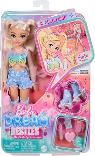 Barbie® Dream Besties Roller Skate Malibu Figur, Puppe, Spielzeug, Handtasche, Person