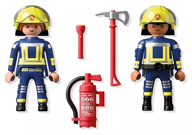 PLAYMOBIL 71885 Duopack Feuerwehr Feuerwehrmann & Feuerwehrfrau mit Ausrüstung