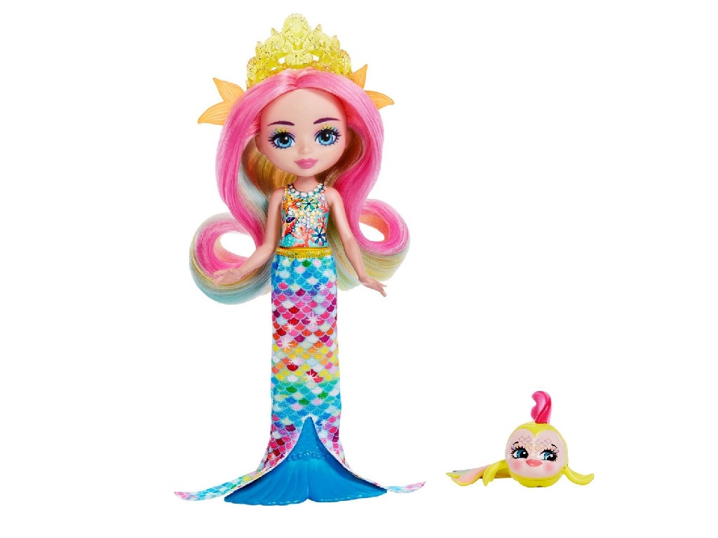 Royal Enchantimals Radia Rainbow Fish & Flo Meerjungfrauenpuppe mit buntem Fischfreund Royal Enchantimals Radia Rainbow Fish & Flo Meerjungfrauenpuppe