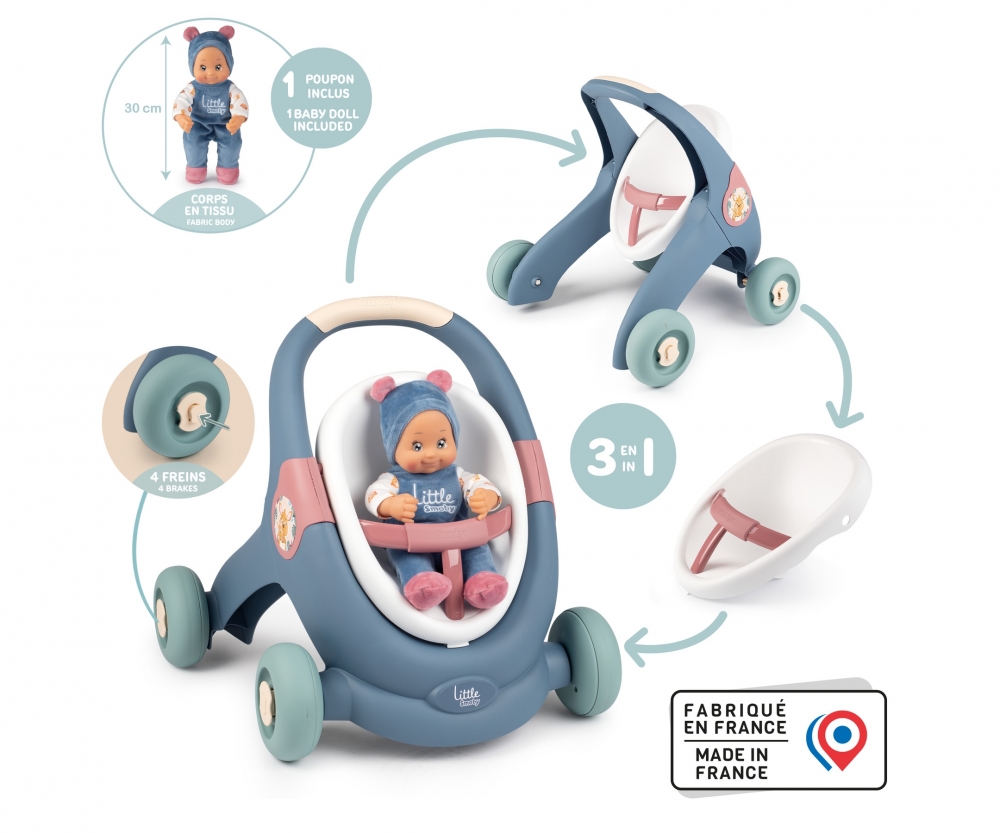 Smoby Smoby LS 3-in1 Lauflernwagen + Puppe Smoby Smoby LS 3-in1 Lauflernwagen + Puppe