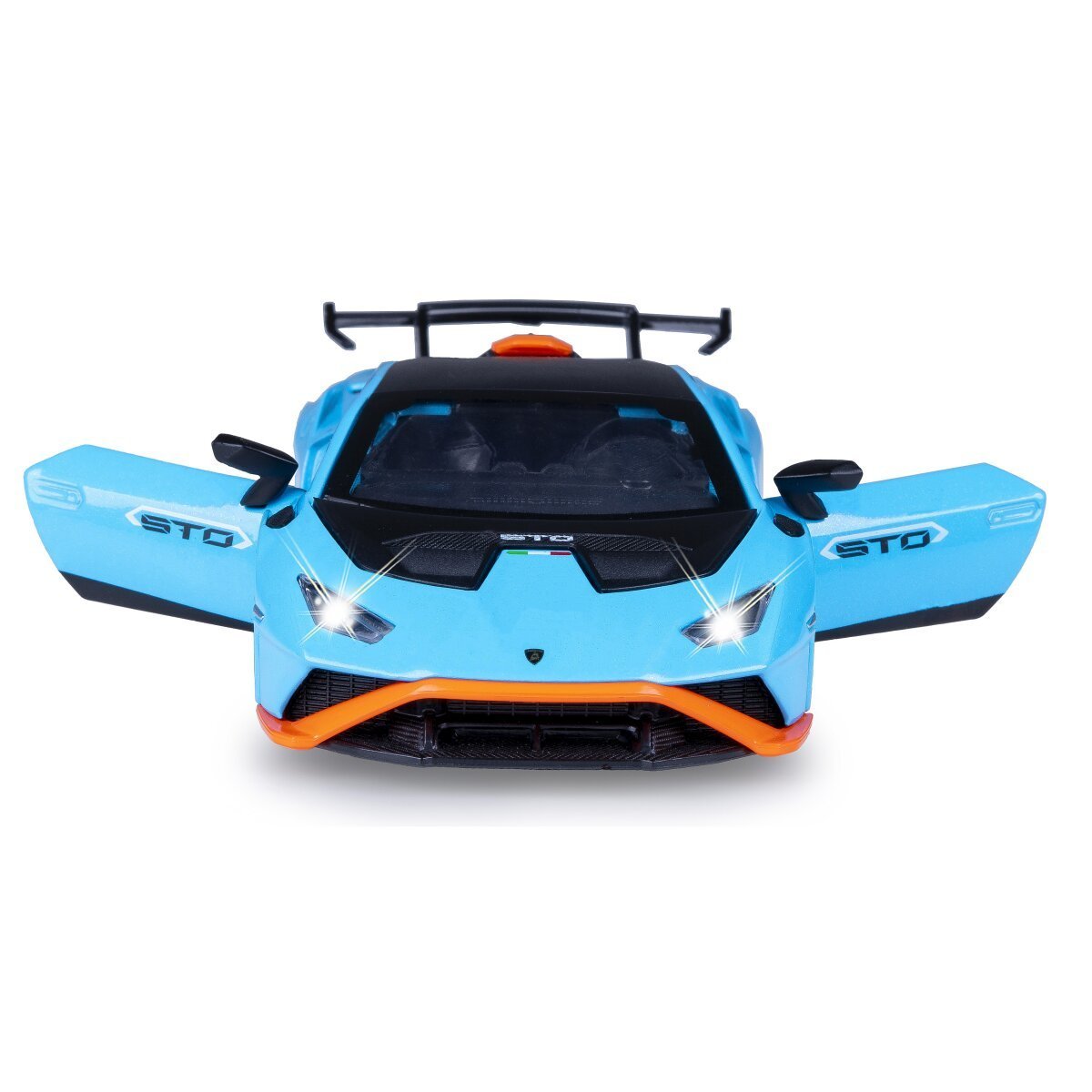 JAMARA Lamborghini Huracán STO Diecast 1:32 blau inkl. Knopfzellen ab 3 Jahren