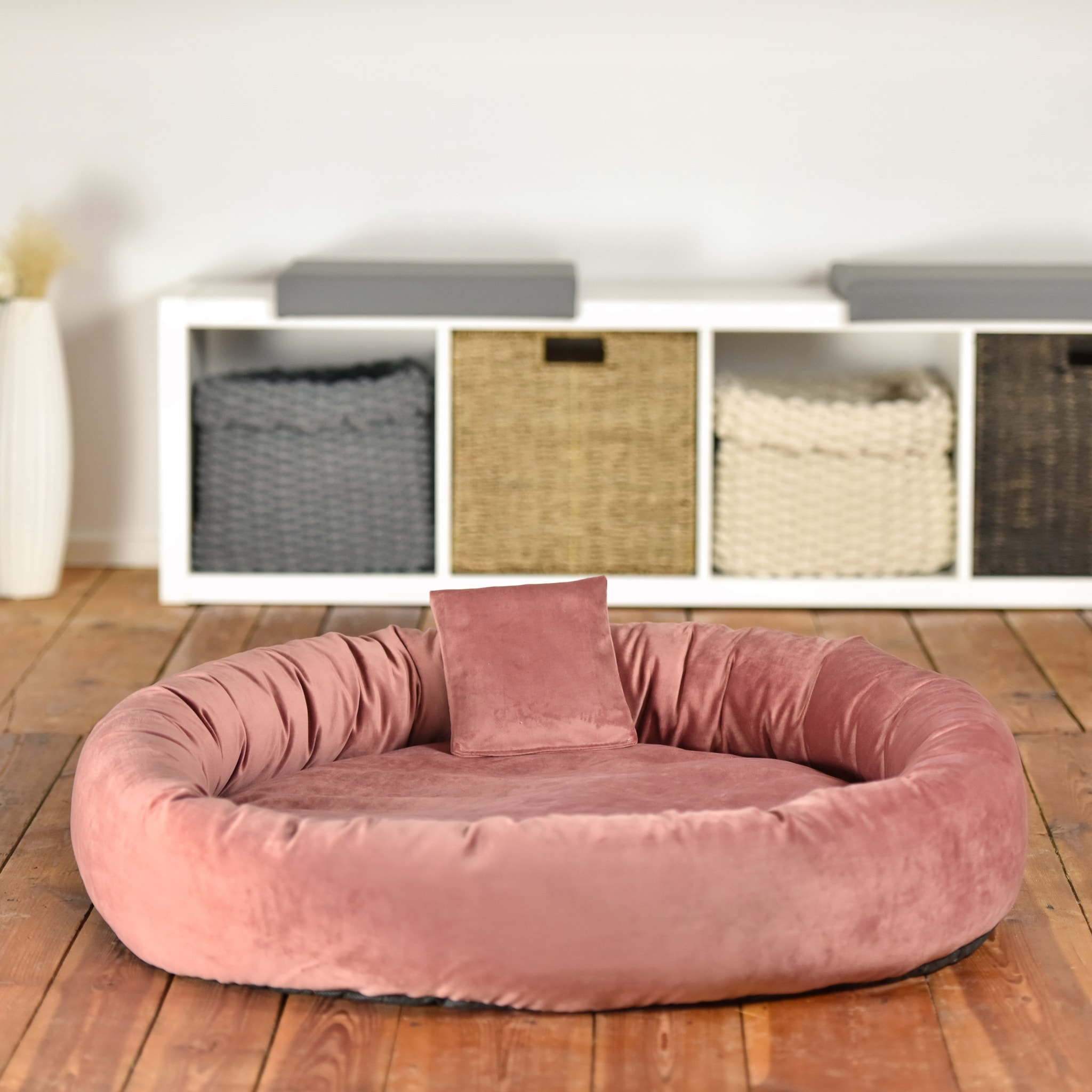 Rohrschneider – RS 22237 – Kuschelinsel Velvet rosa Gr. M – Rose – Haustiermöbel