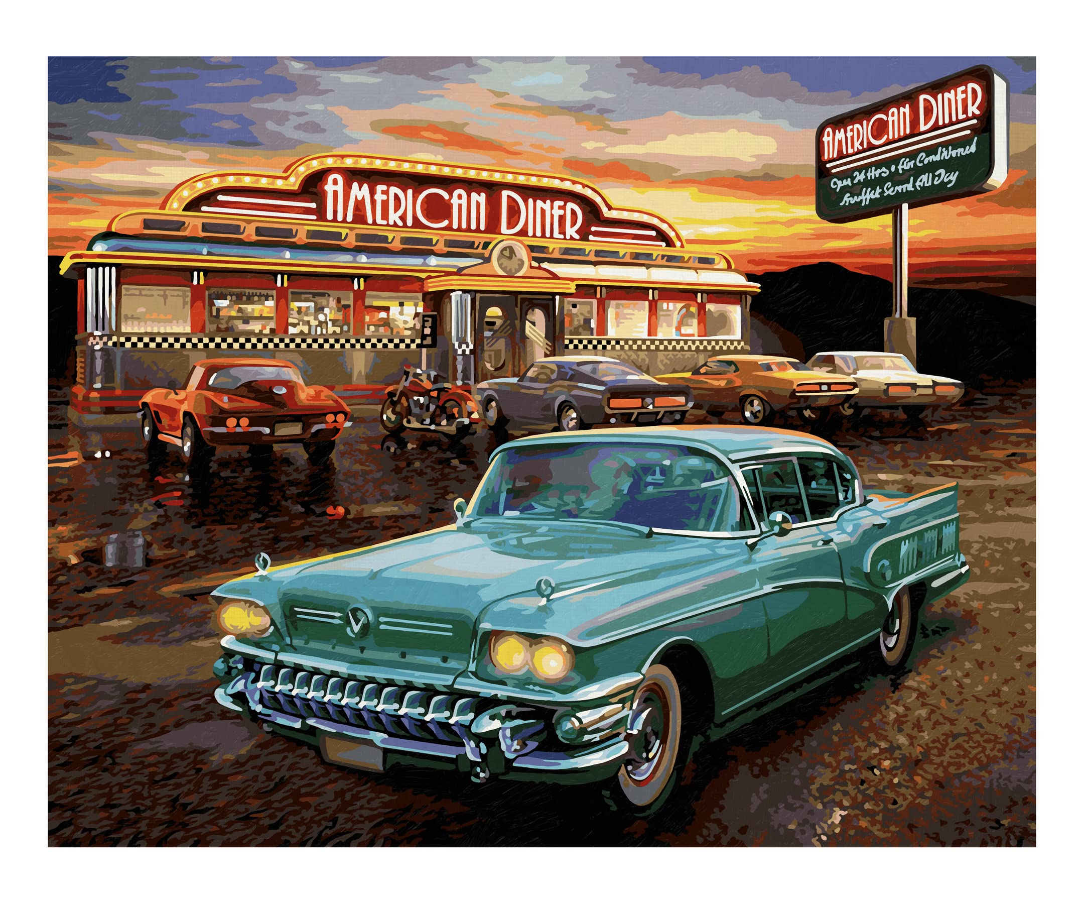 Schipper Mnz - American Diner - Nostalgisches Malset Im Retro-Stil 609130877 Diner, Drinnen, Restaurant, Auto, Sprach
