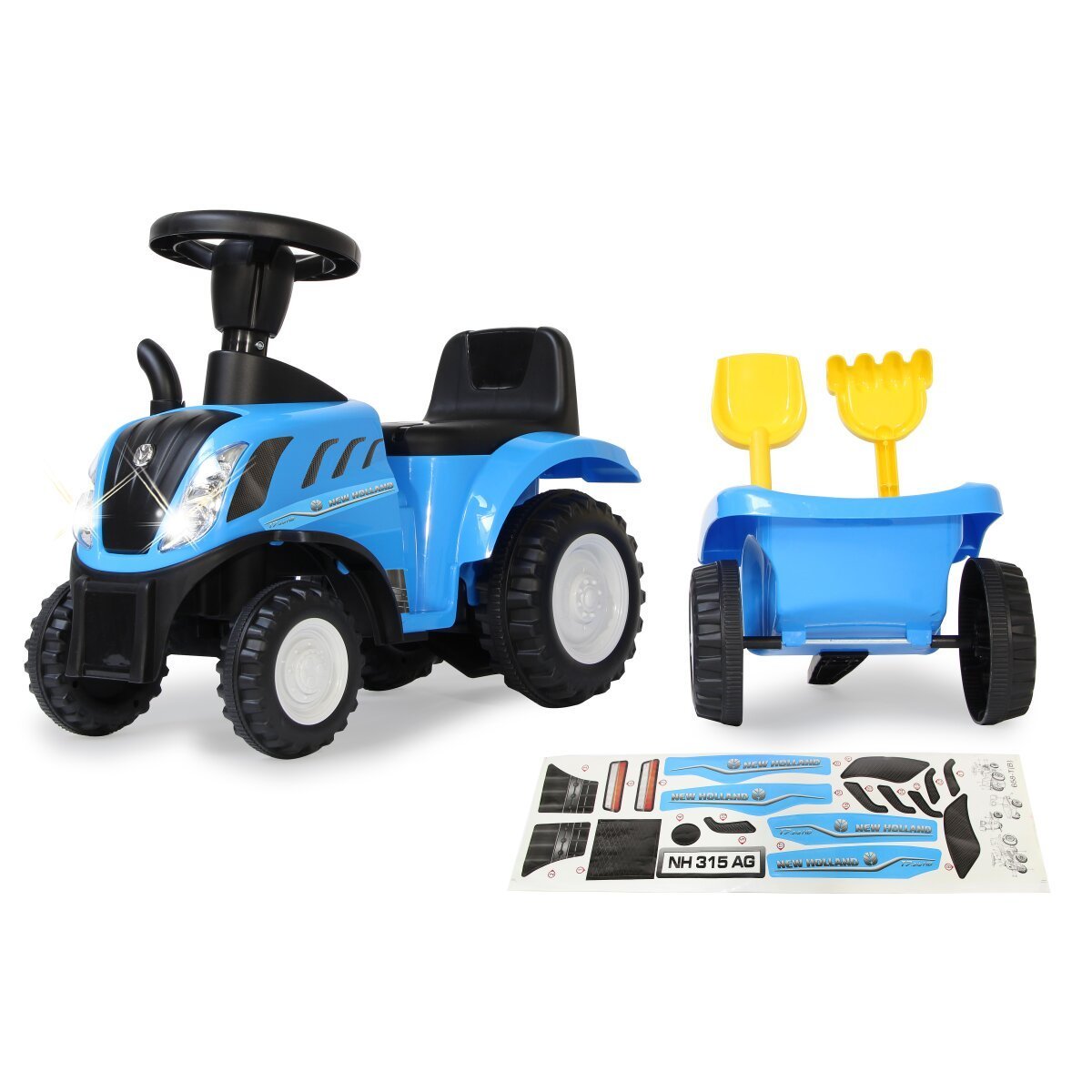 JAMARA Rutscher New Holland T7 Traktor mit Anhänger blau 2in1 ab 12 Monaten