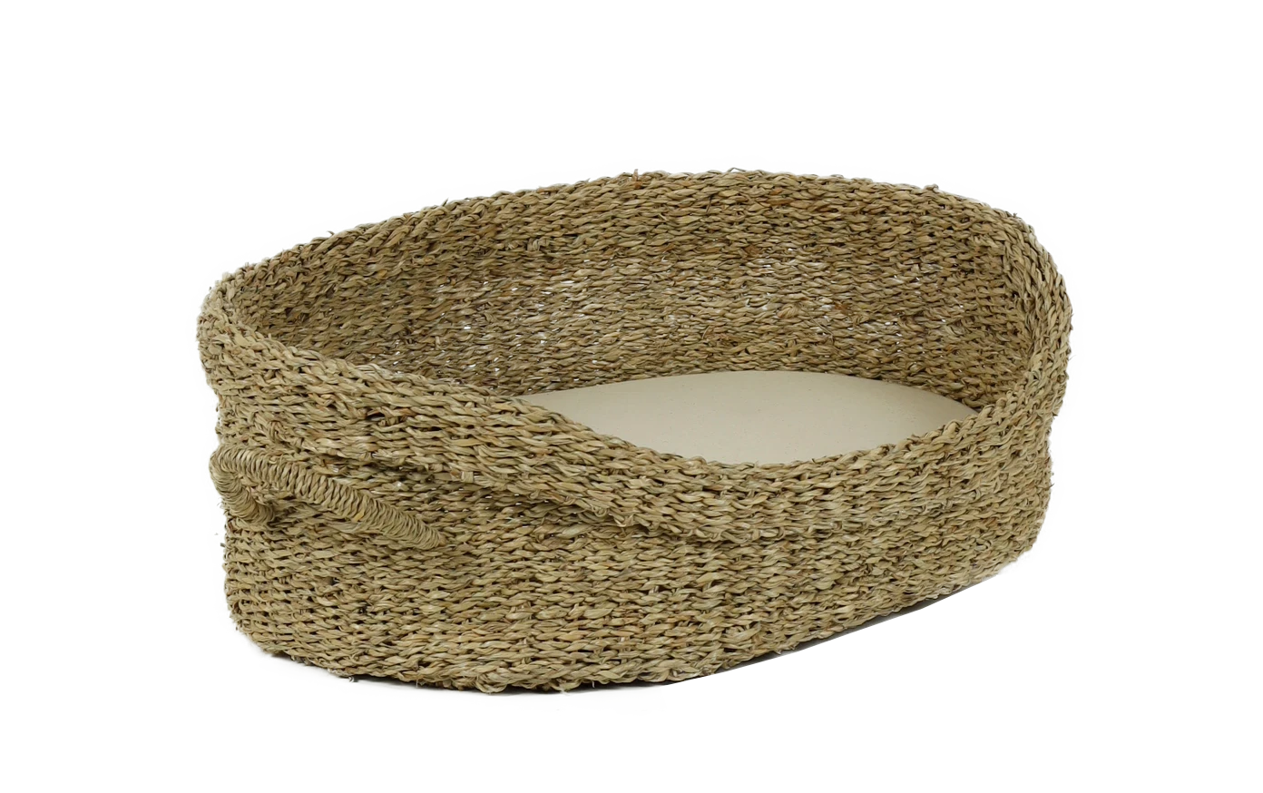 Rohrschneider RS 22359 Tierkorb Seegras mit Henkel – Korb mit herausnehmbarem Kissen GR.1