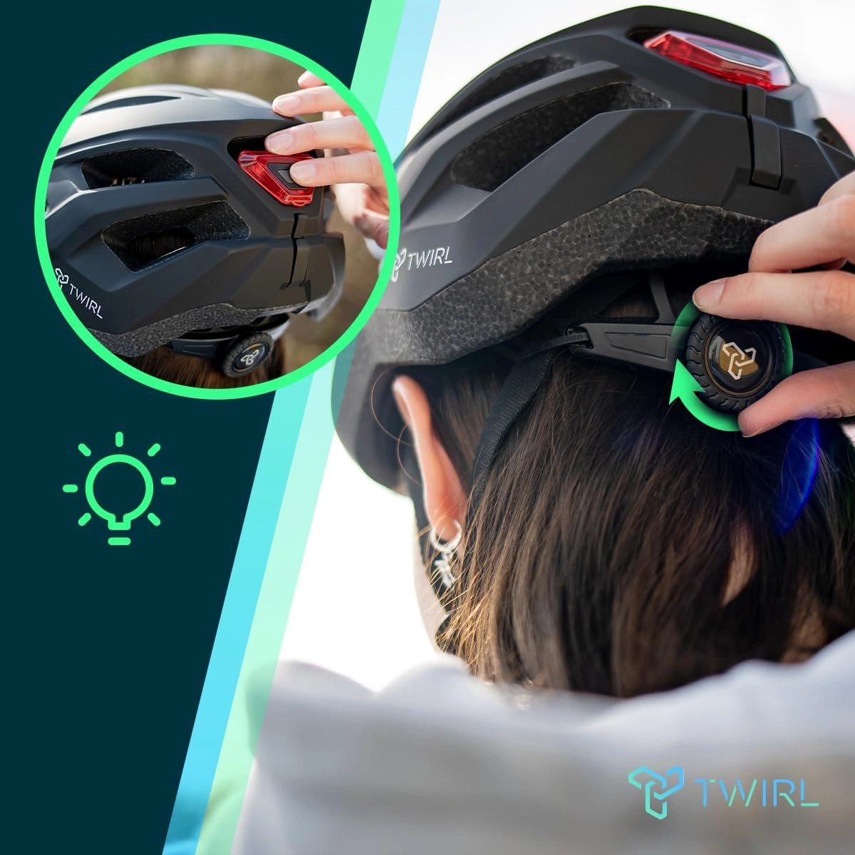 TWIRL 730470 – Fahrradhelm City One 53–56 cm Schwarz mit LED