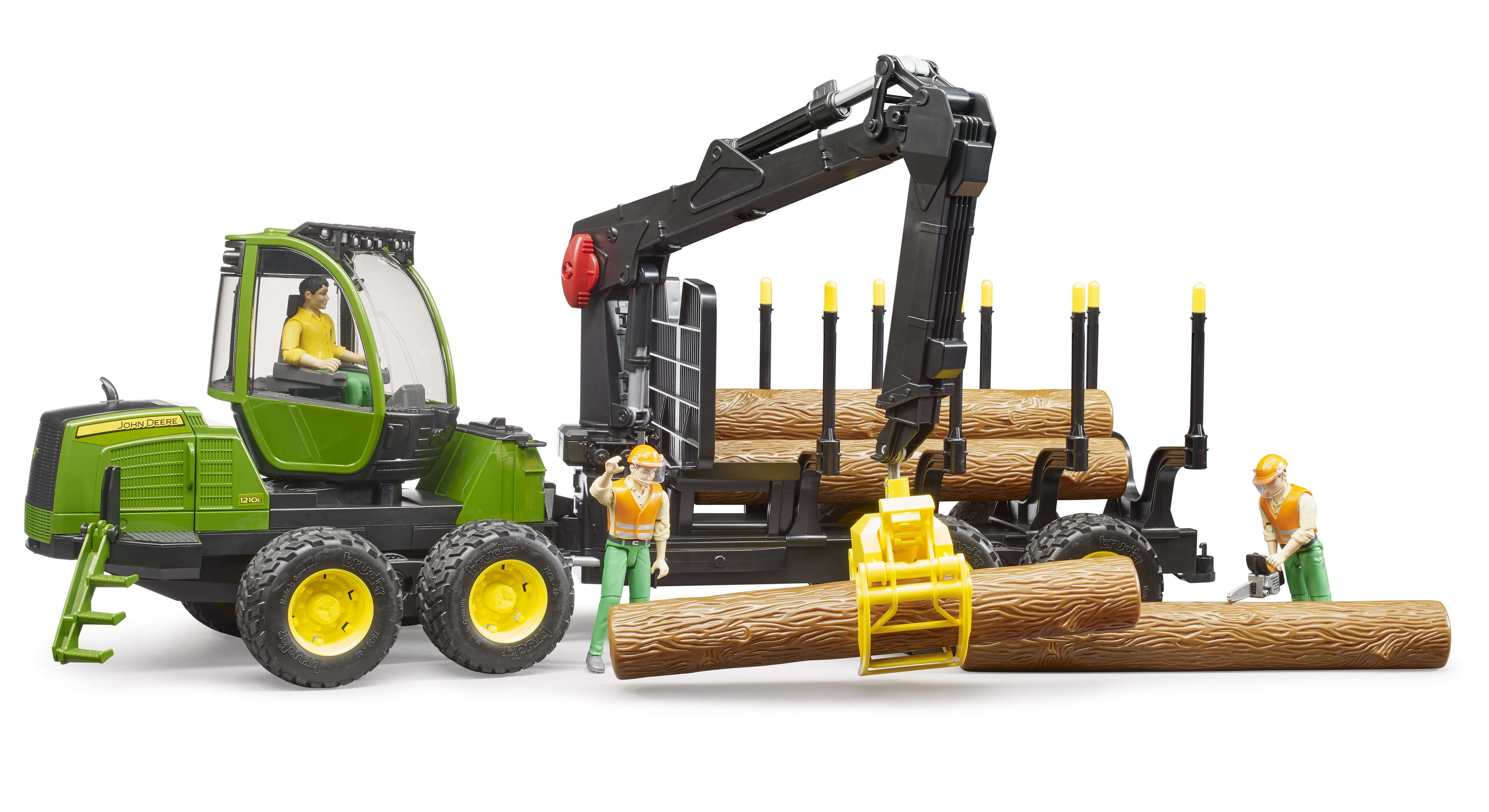 BRUDER 02133 - John Deere 1210E Rückezug mit 4 Baumstämmen und Holzgreifer - Bild 2