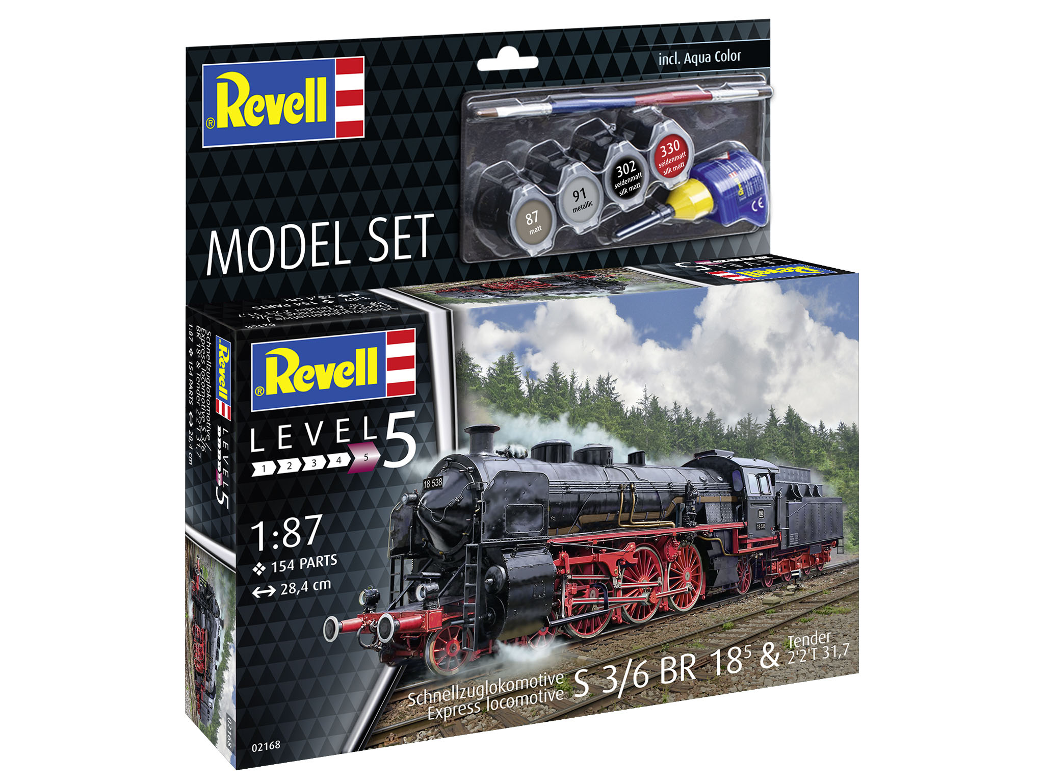 Revell 62168 Model Set Schnellzuglokomotive S3-6 BR18. Maßstab 1:87 Lokomotive, Zug, Motor, Dampfmaschine, Rad