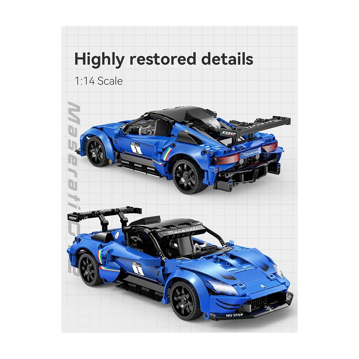 JAMARA CaDA Maserati GT2 1:14 blau 2,4GHz Bricks ab 6 Jahren