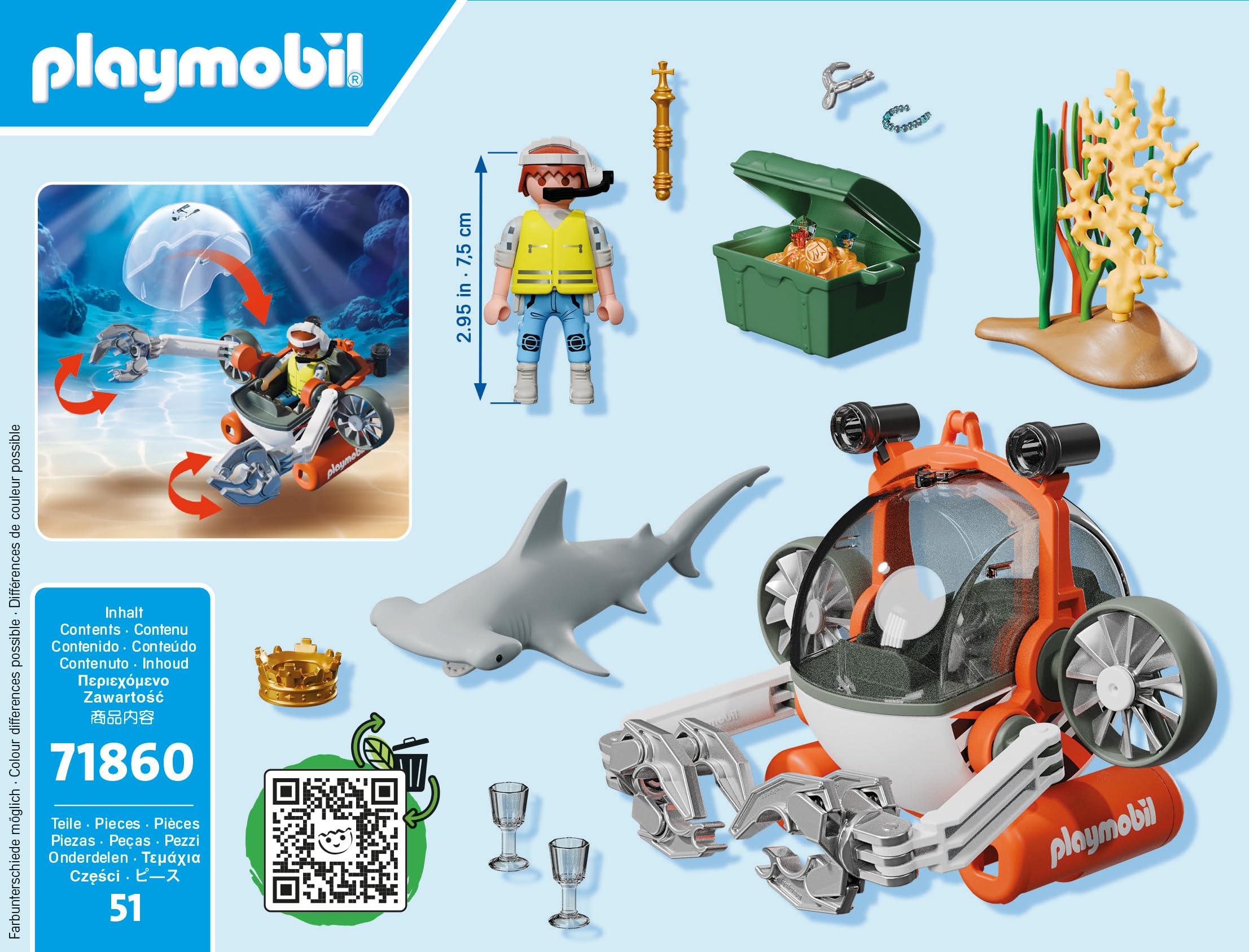 PLAYMOBIL 71860 Schatzsuche mit U-Boot Unterwasser-Abenteuer für Kinder PLAYMOBIL 71860 Schatzsuche mit U-Boot Unterwasser-Abenteuer für Kinder