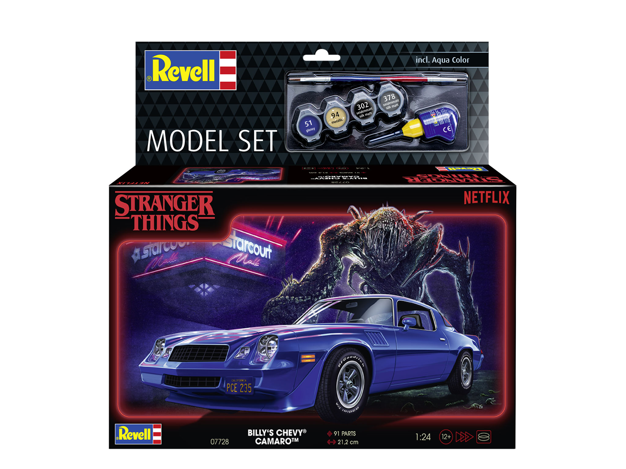 Revell 67728 Model Set Stranger Things - Billy's Chevy Camaro Z/28 Sprach, Auto, Coupé, Rad, Leichtmetallfelge