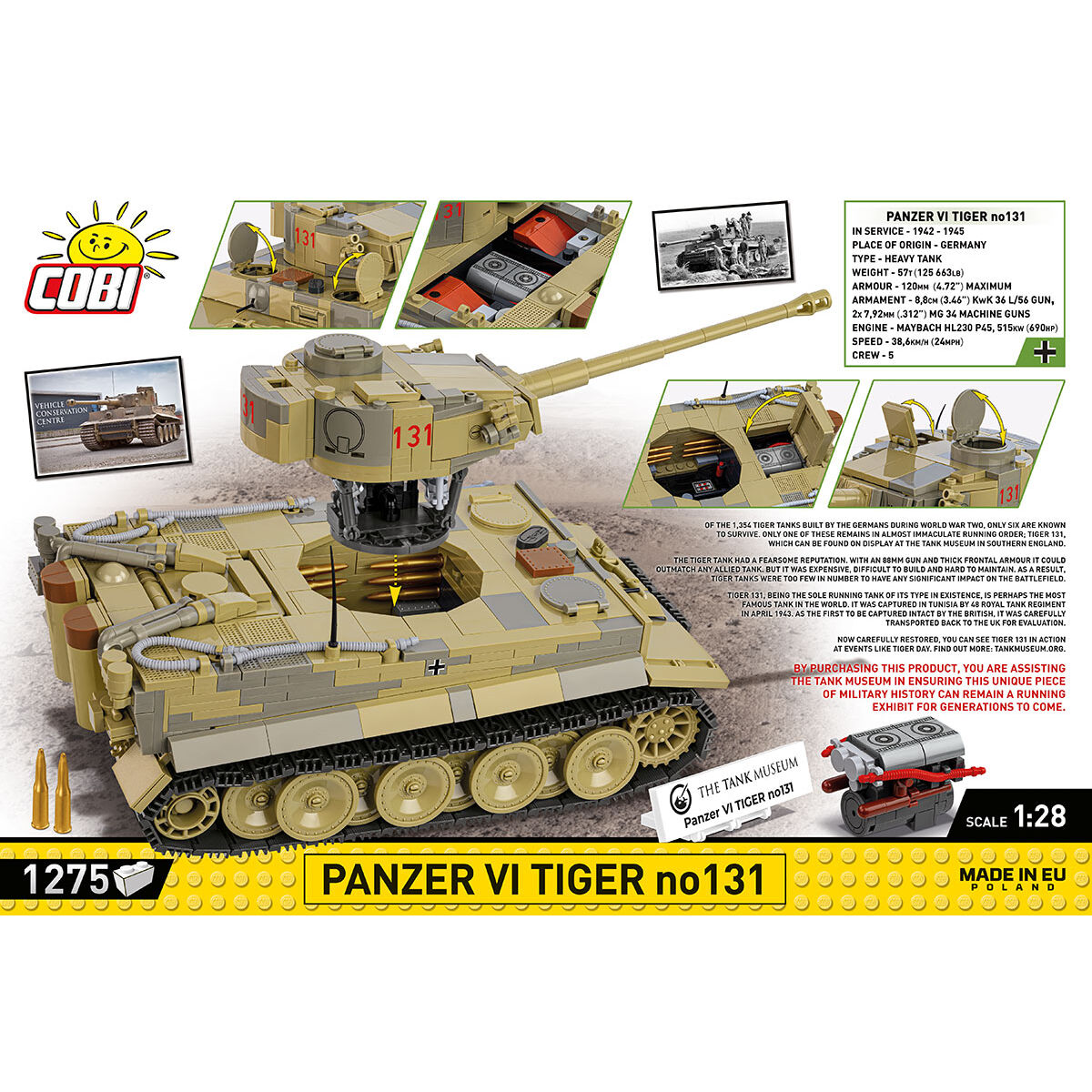 COBI 2588 - PANZER VI TIGER NO 131 SCALE 1:28 - Bild 4 COBI 2588 - PANZER VI TIGER NO 131 SCALE 1:28 - Bild 4