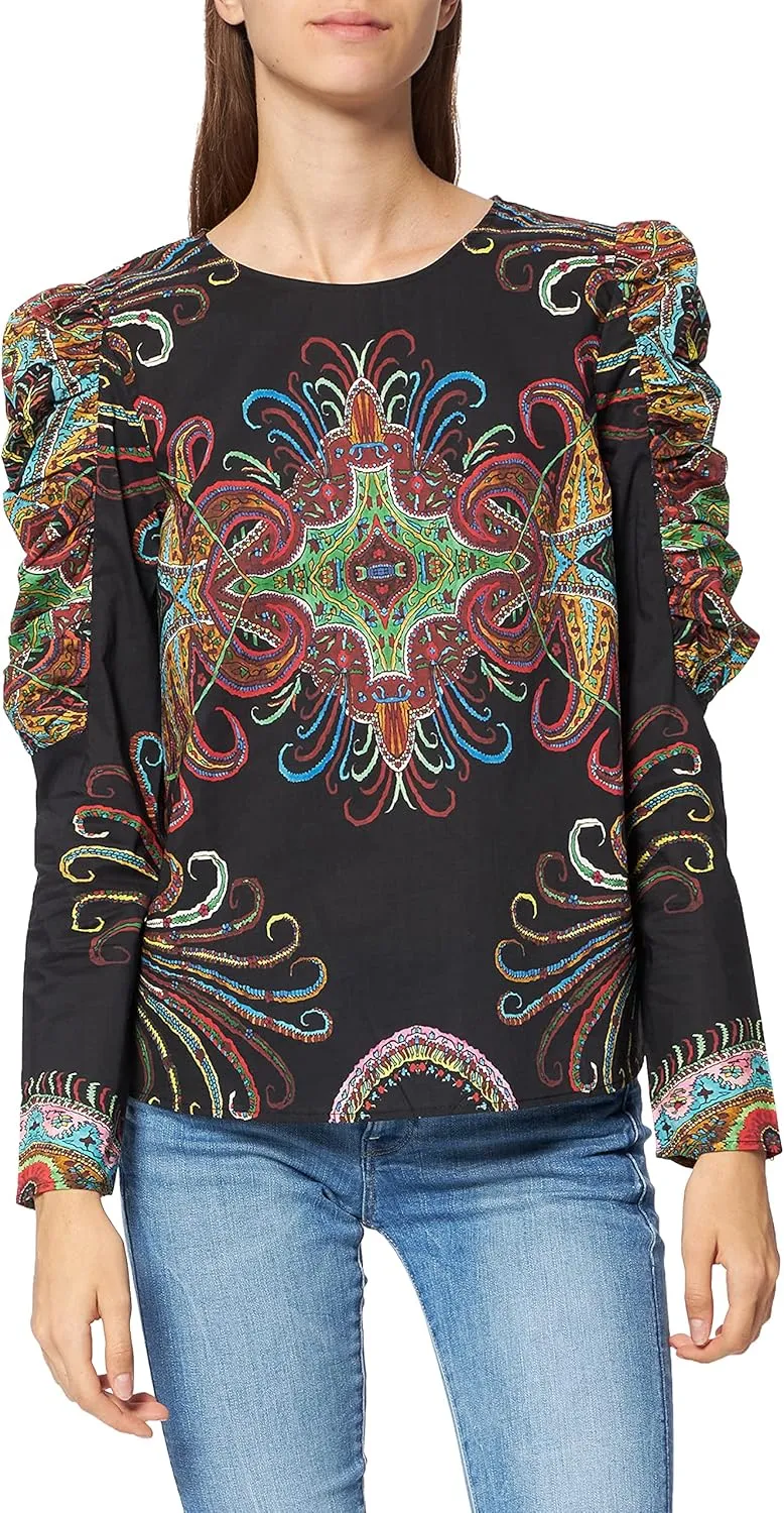 Desigual Damen Bluse „Ravvel“ by M. Christian Lacroix - Schwarz mit Muster 21WWBW242000 GR. M