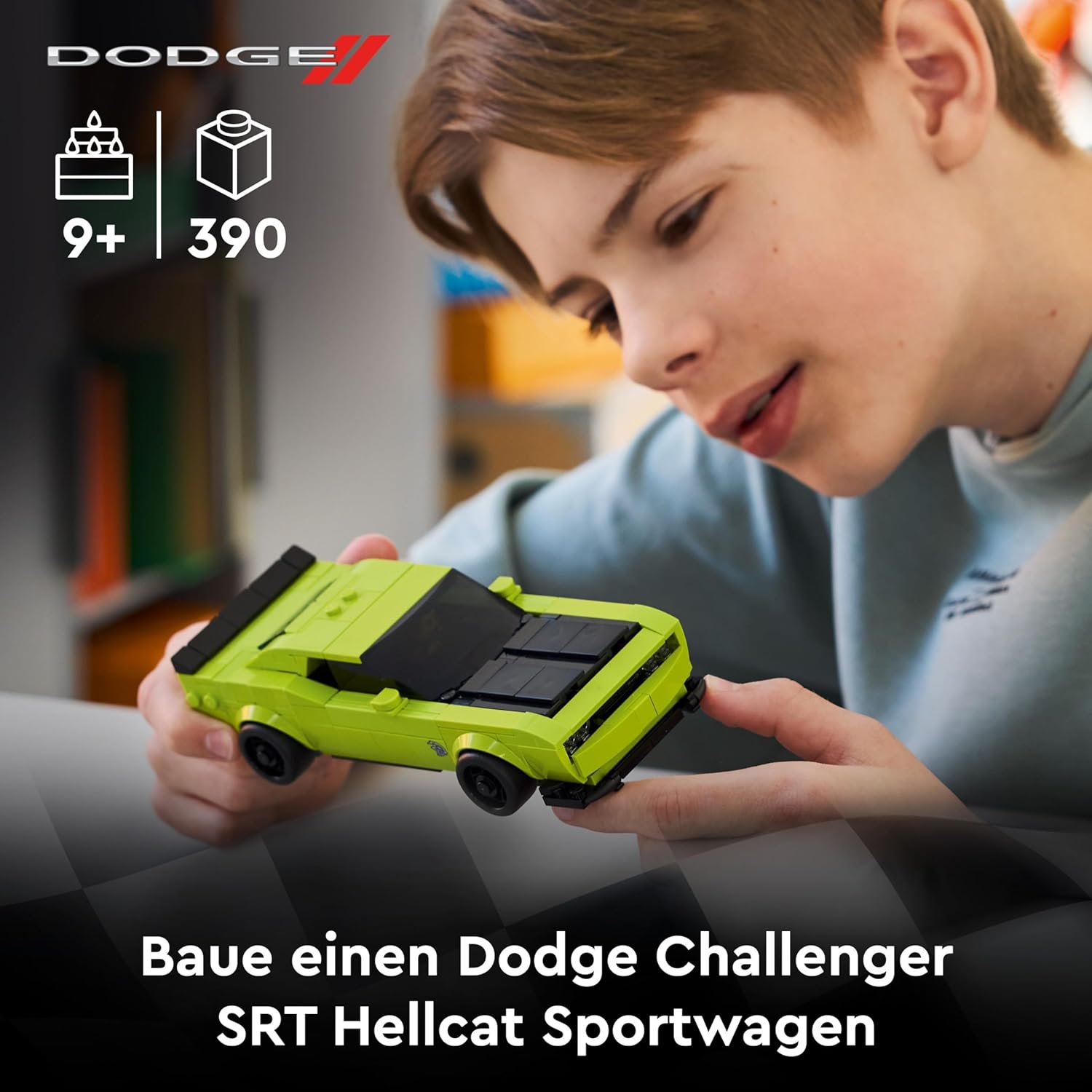LEGO 77237 Speed Champions Dodge Challenger SRT Hellcat Sportwagen-Bauset LEGO Speed Champions 77237 Dodge Challenger SRT Hellcat gelbes Muscle-Car mit Rennfahrer-Minifigur