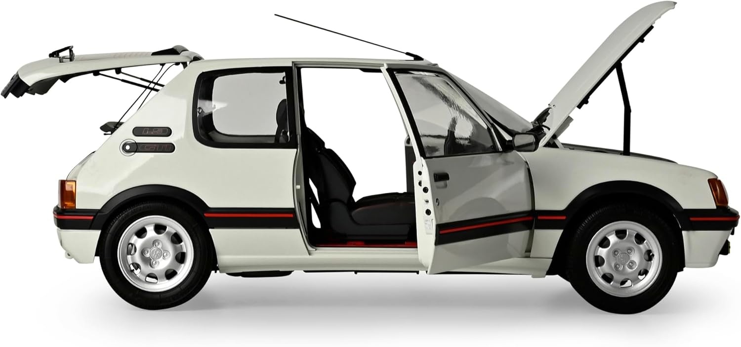 IXO 520010122 Peugeot 205 GTI Weiß - Premium Modellbausatz 1:8 Auto, Fahrzeug, Leichtmetallfelge, Speiche, Rad
