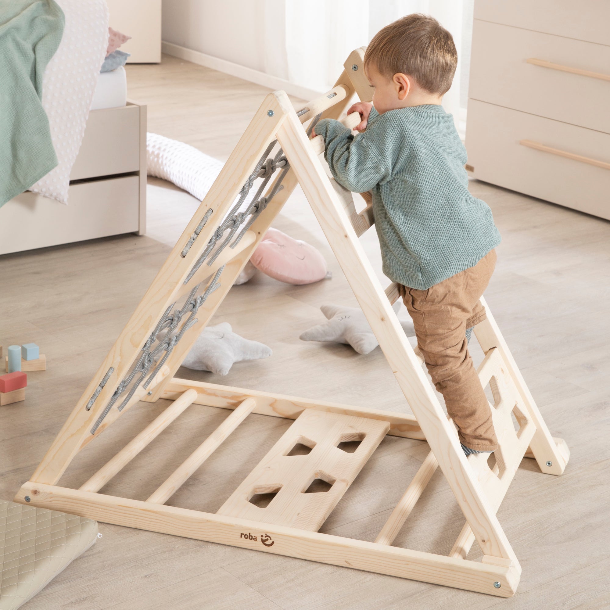 Roba 440130NU Kletterdreieck natur unbehandelt – Motorik & Lernen - Bild 7 Roba 440130NU Kletterdreieck natur unbehandelt – Motorik & Lernen - Produktbild 7