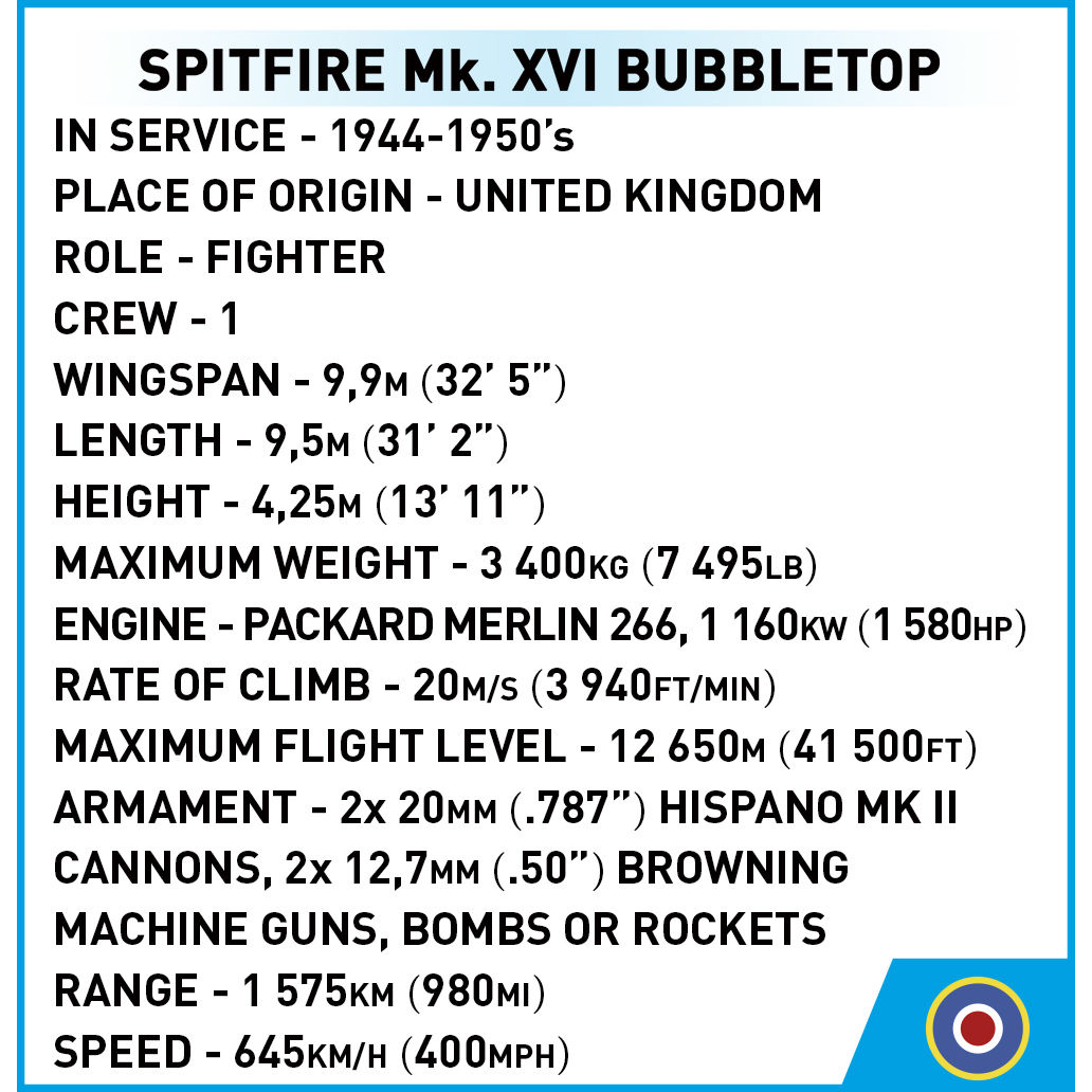 COBI 5865 - Spitfire MK.XVI Bubbletop - Bild 8 COBI 5865 - Spitfire MK.XVI Bubbletop - Bild 8