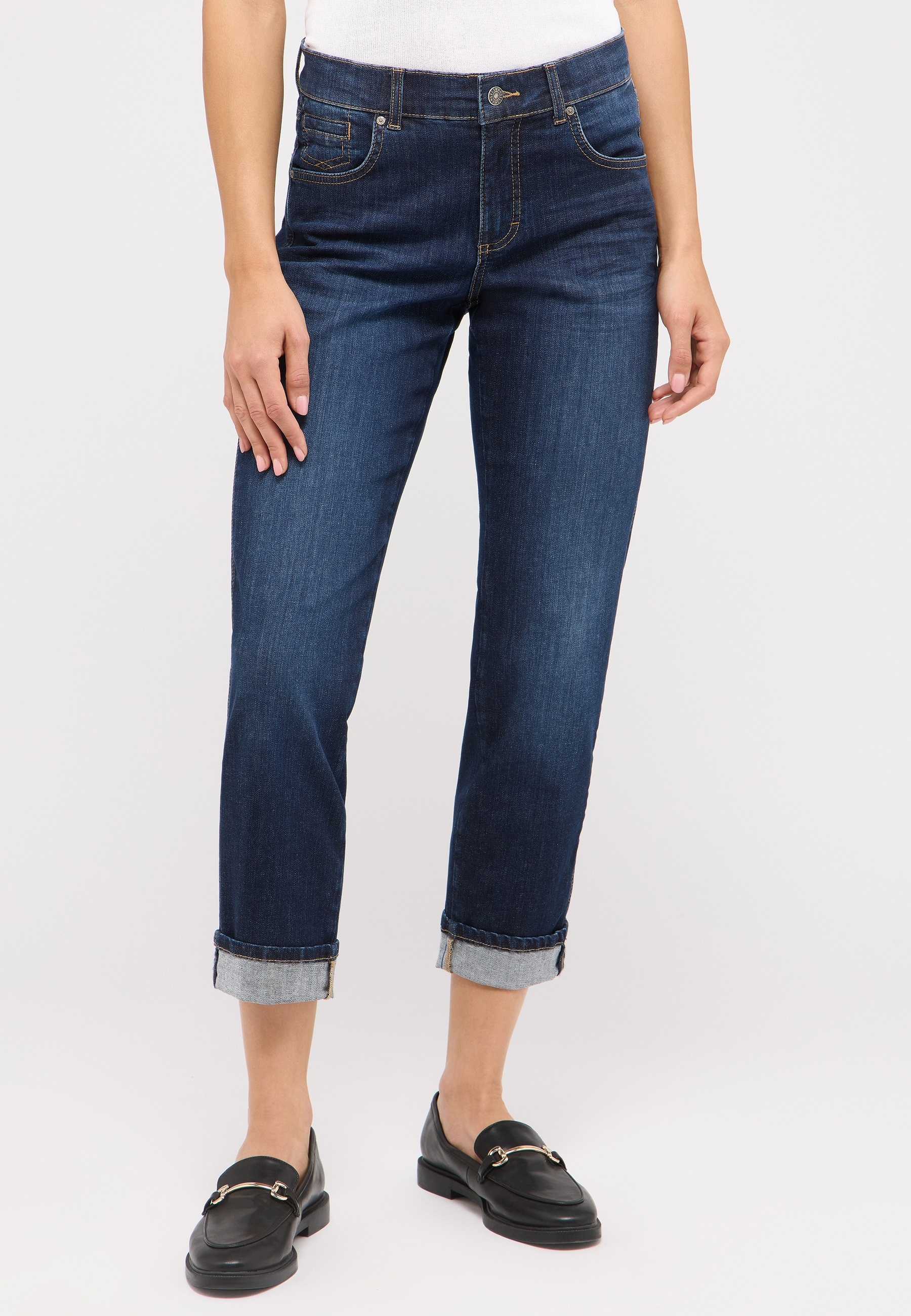 ANGELS 346810930D Damen Jeans Darleen Turn Up 7/8 Straight Fit - Dunkelblau - 1