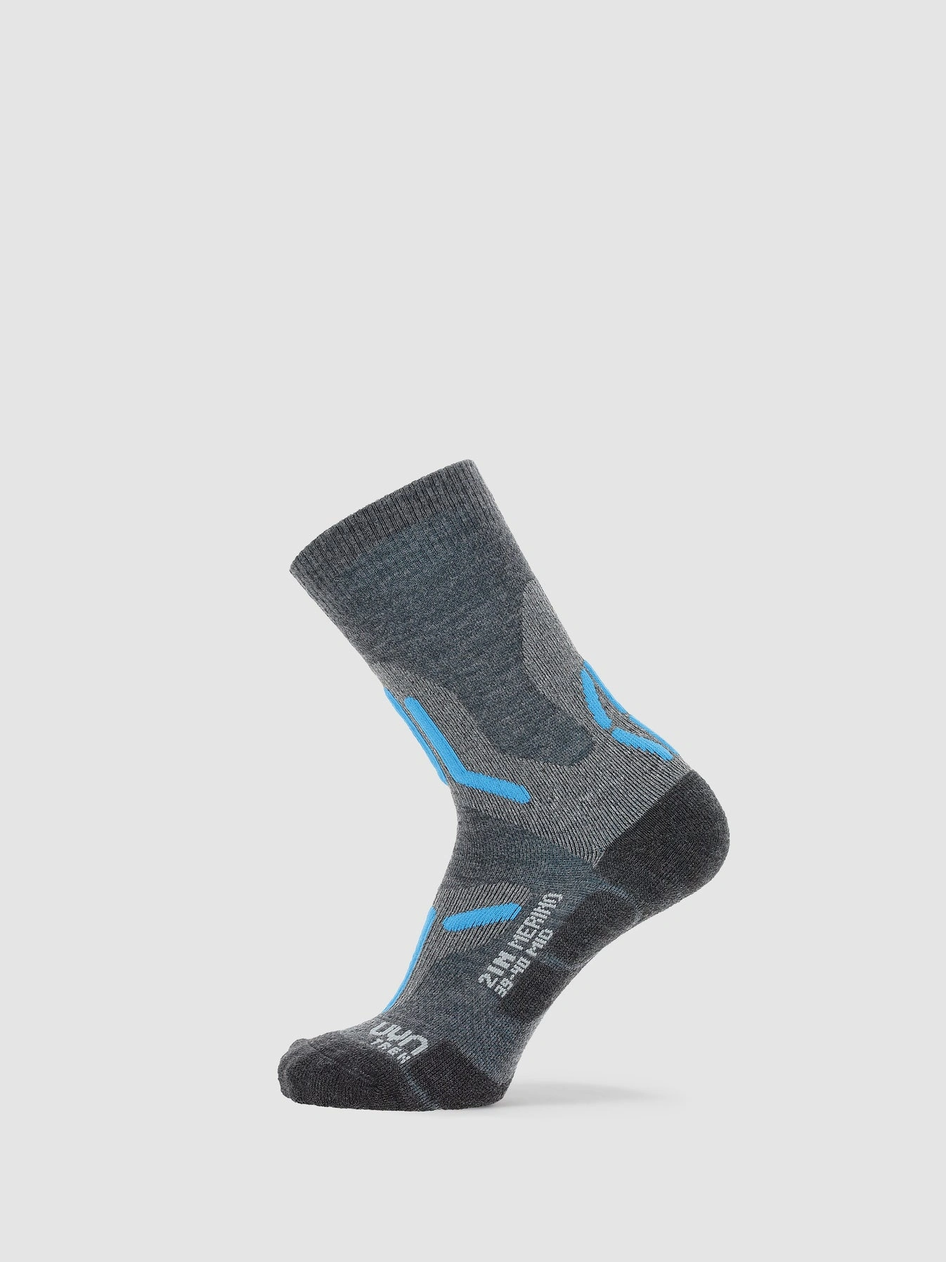 UYN Damen Trekking 2in Merino Mid Socken S100238J689 - Mittelgrau/Türkis UYN Damen Trekking 2in Merino Mid Socken S100238J689 - Mittelgrau/Türkis