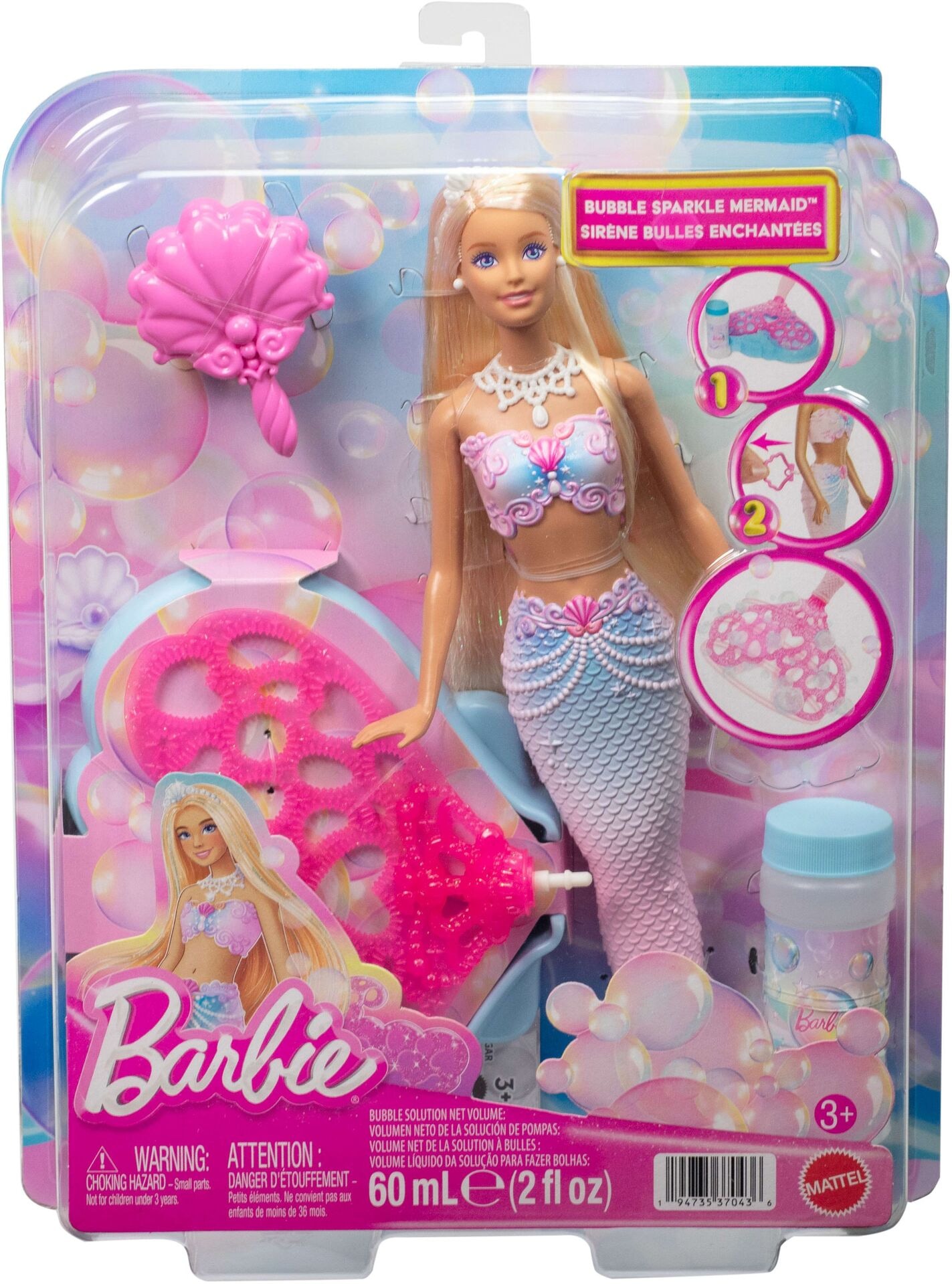 Barbie Bubbletastic Meerjungfrau - Mattel - MATTEL JLW56 Produktfoto - Mattel - Barbie Bubbletastic Meerjungfrau - Modell MATTEL JLW56 Produktbild fuer Online-Shop