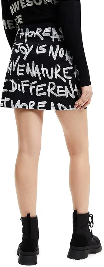Desigual Damen Rock - Minirock mit grafischem Schrift-Print 22WWFW072000 GR. XS Desigual Damen Rock - Minirock mit grafischem Schrift-Print 22WWFW072000 GR. XS