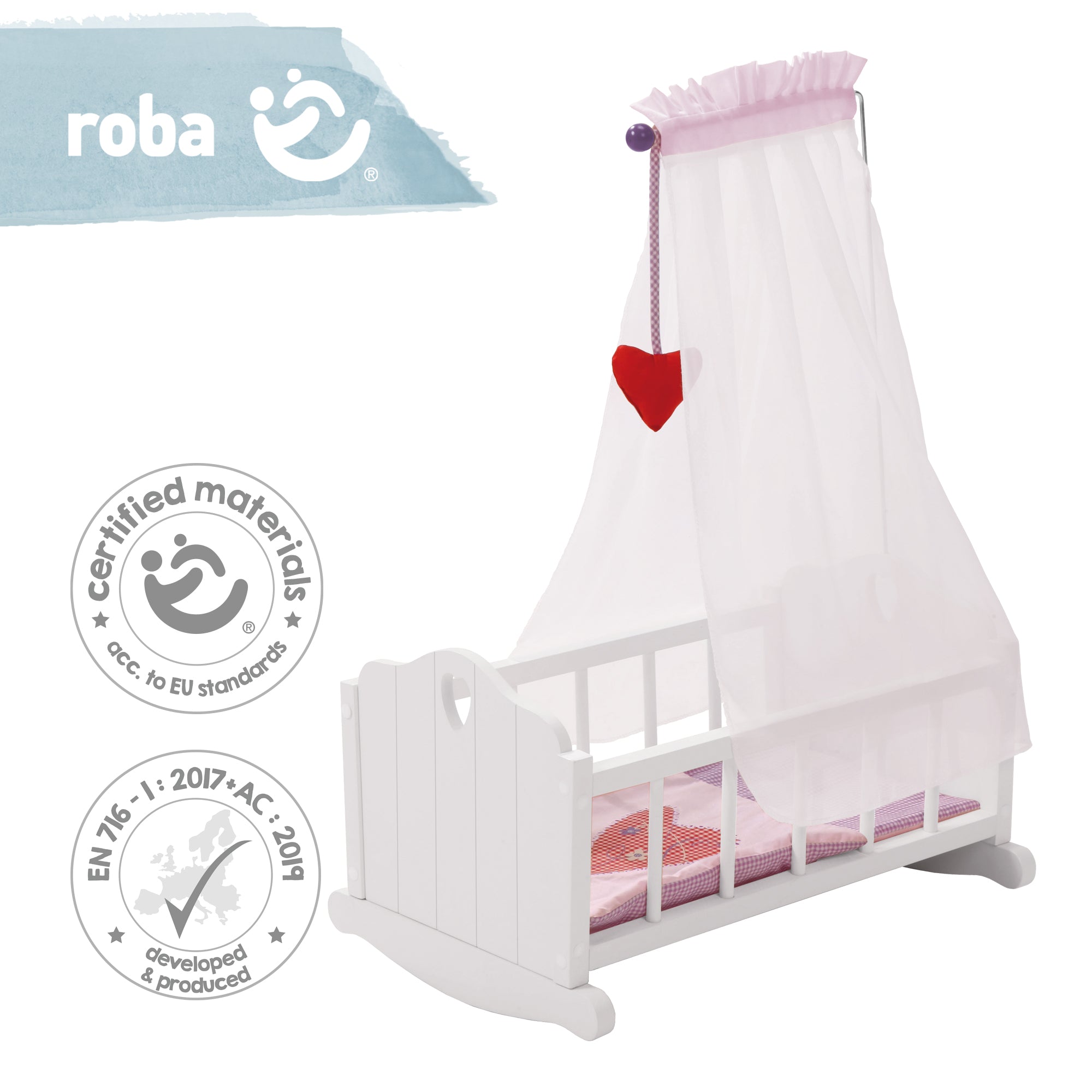 Roba 98335 Puppenwiege Fienchen rosa – Puppenmöbel & Häuser - Bild 5 Roba 98335 Puppenwiege Fienchen rosa – Puppenmöbel & Häuser - Produktbild 5