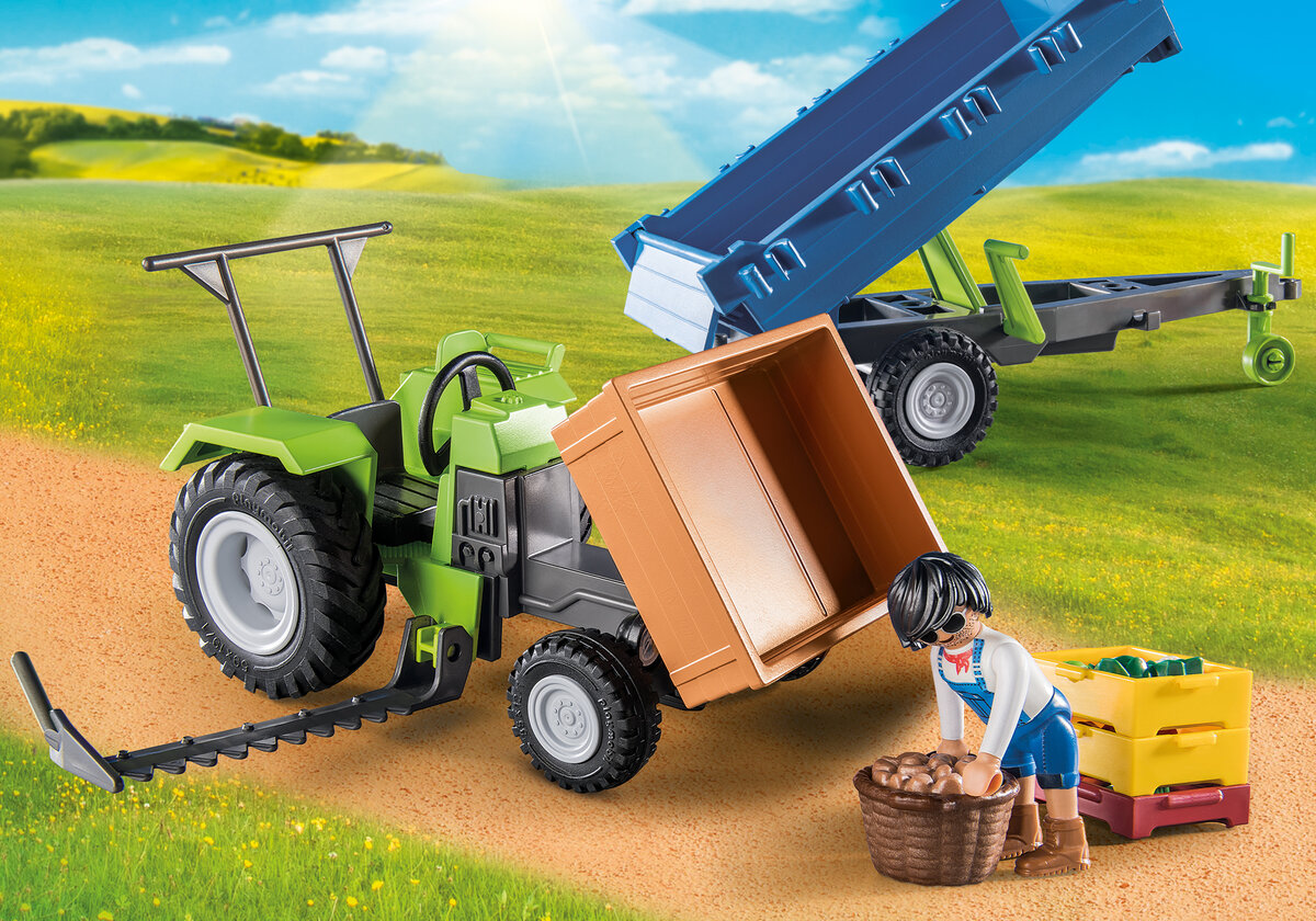 PLAYMOBIL 71249 Traktor mit Hänger Gras, Pflanze, Person, Rad, Im Freien