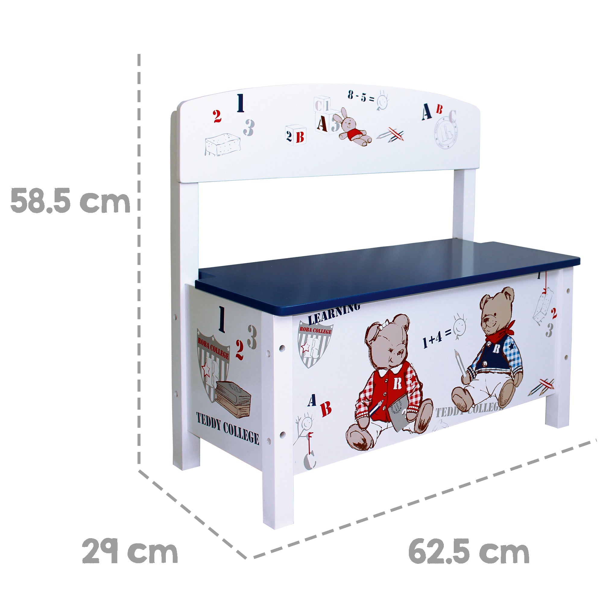 Roba 50863 Kindertruhenbank Teddy College weiß – Spielmöbel - Bild 2 Roba 50863 Kindertruhenbank Teddy College weiß – Spielmöbel - Produktbild 2