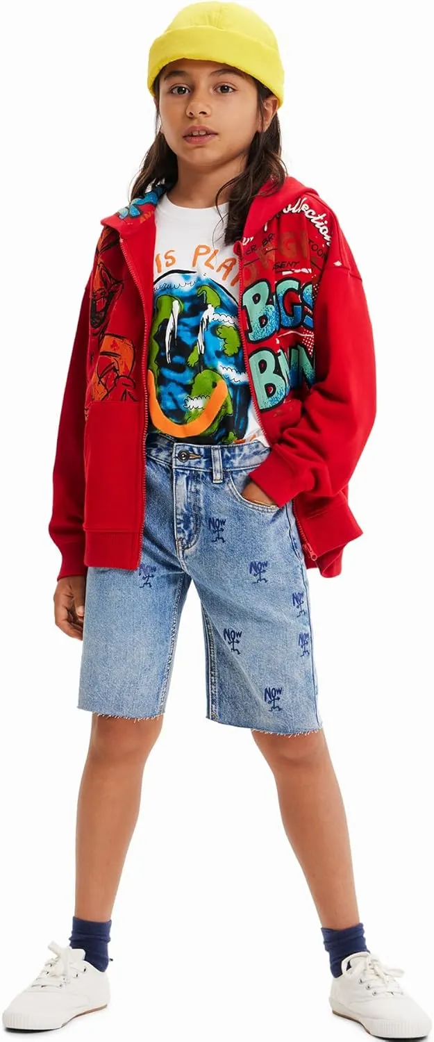 Desigual Jungen Kapuzenpullover - Roter Hoodie mit Bugs Bunny Print 23SBSK053000 GR. XL