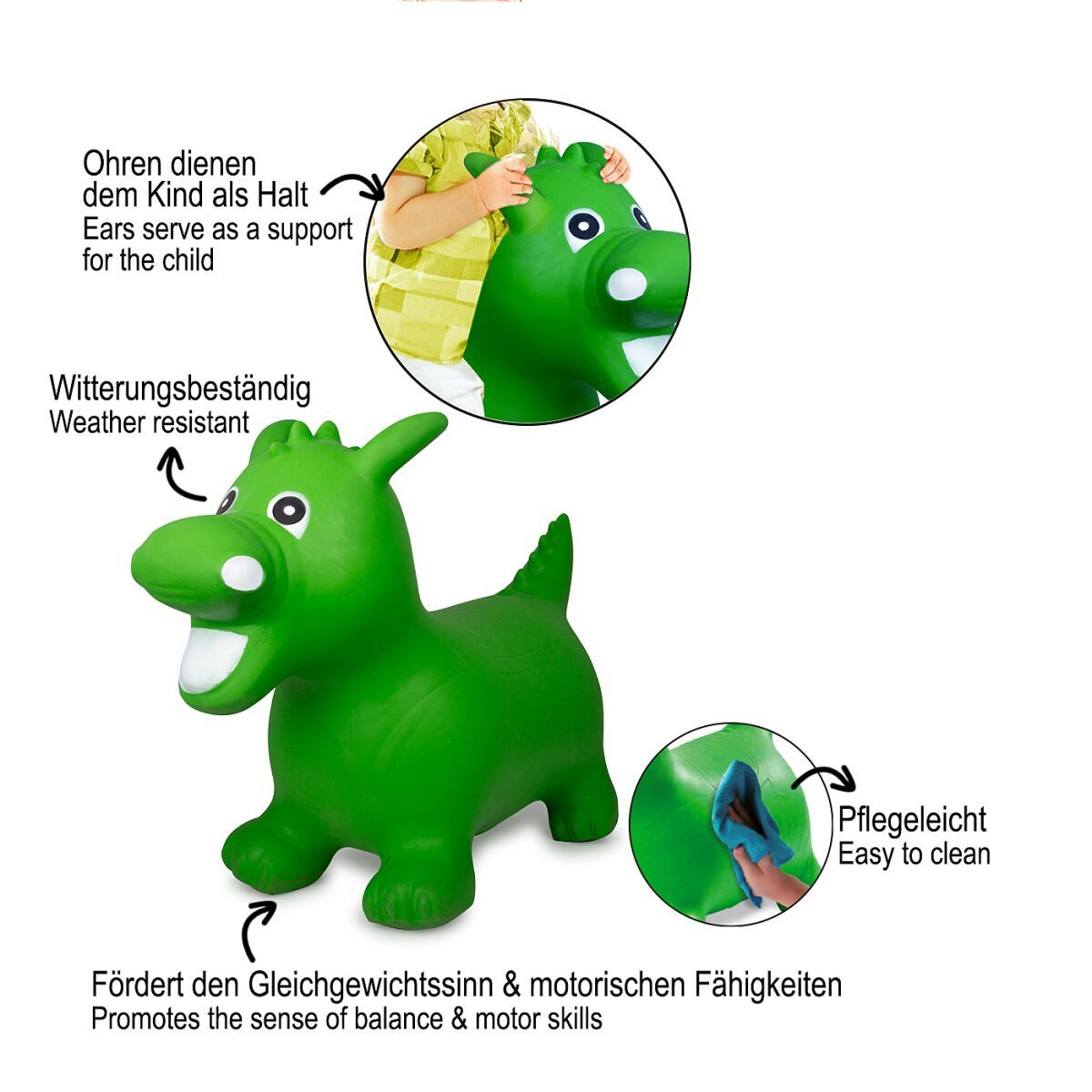 JAMARA Hüpftier Drache HoppyDoo grün mit Pumpe ab 12 Monaten