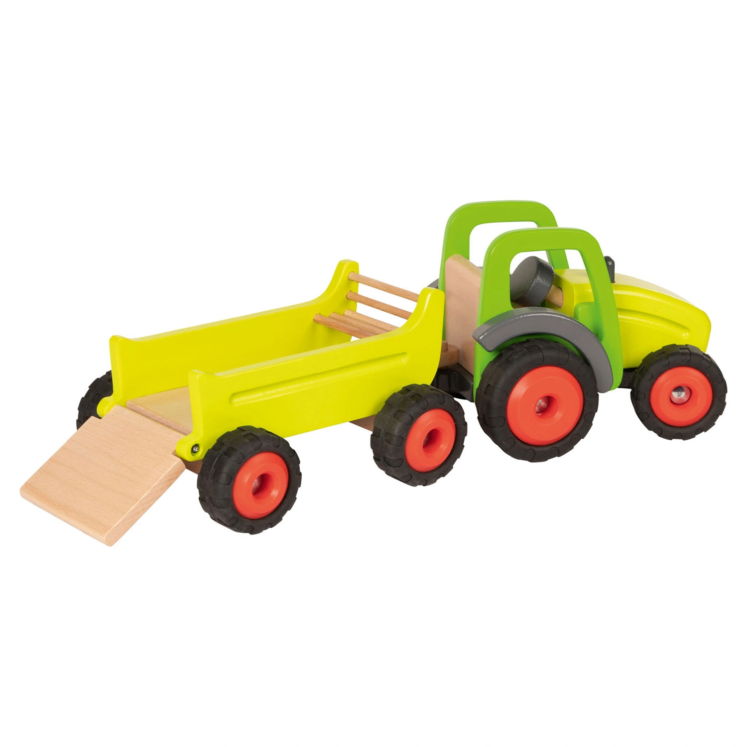 goki Holztraktor mit Anhänger - massives Buchenholz, gummierte Reifen, ab 3 Jahren goki Holztraktor mit Anhänger - massives Buchenholz, gummierte Reifen, ab 3 Jahren